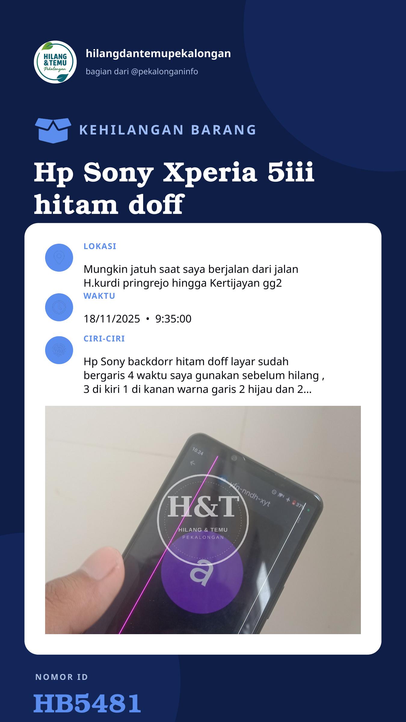 Story 9:16 laporan Hp Sony Xperia 5iii hitam doff