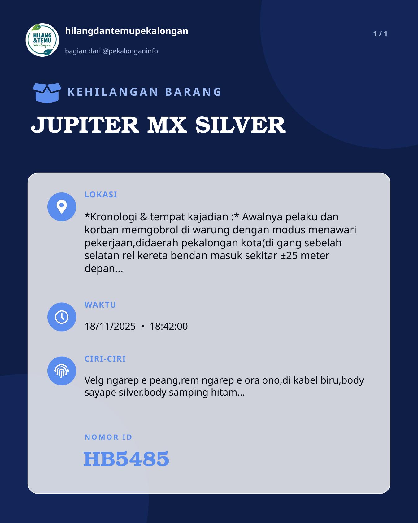 Slide laporan JUPITER MX SILVER (HB5485)