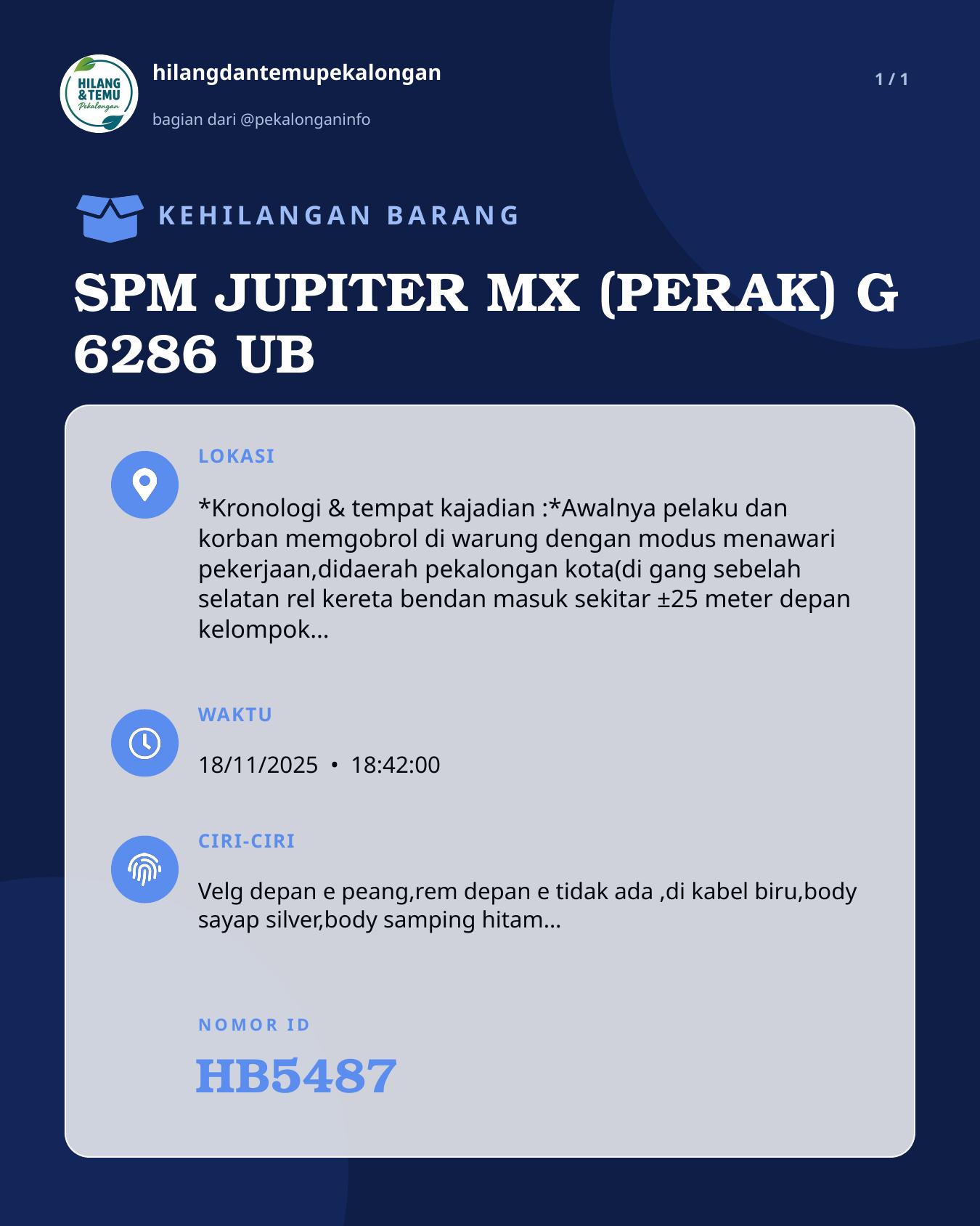 Slide laporan SPM JUPITER MX (PERAK) G 6286 UB (HB5487)