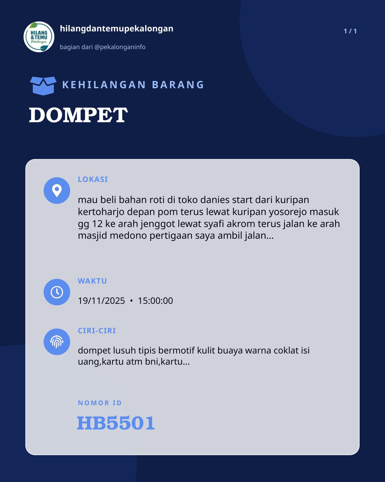 Slide laporan DOMPET (HB5501)