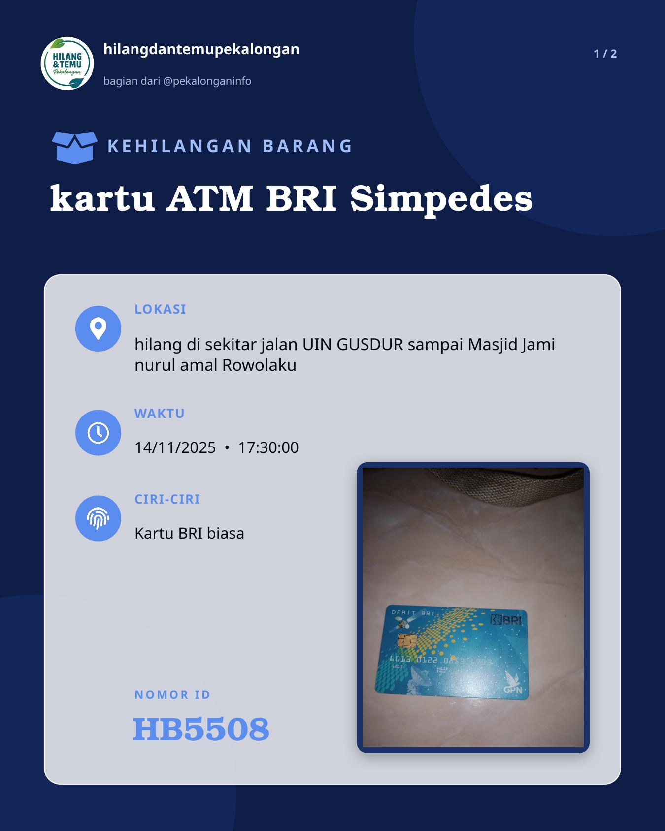 Slide 1 laporan kartu ATM BRI Simpedes