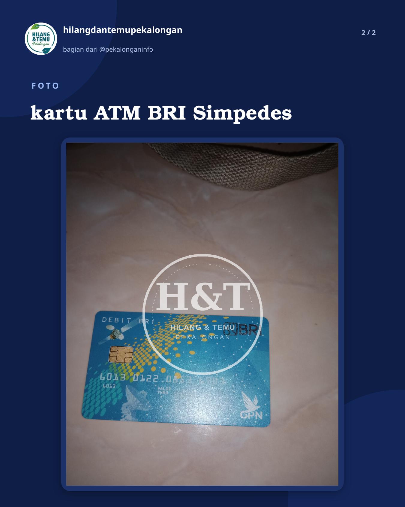 Slide 2 laporan kartu ATM BRI Simpedes