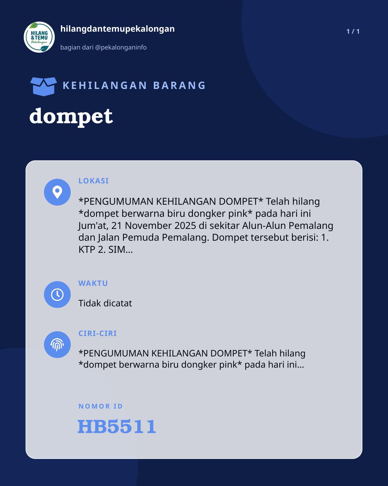Slide laporan dompet (HB5511)