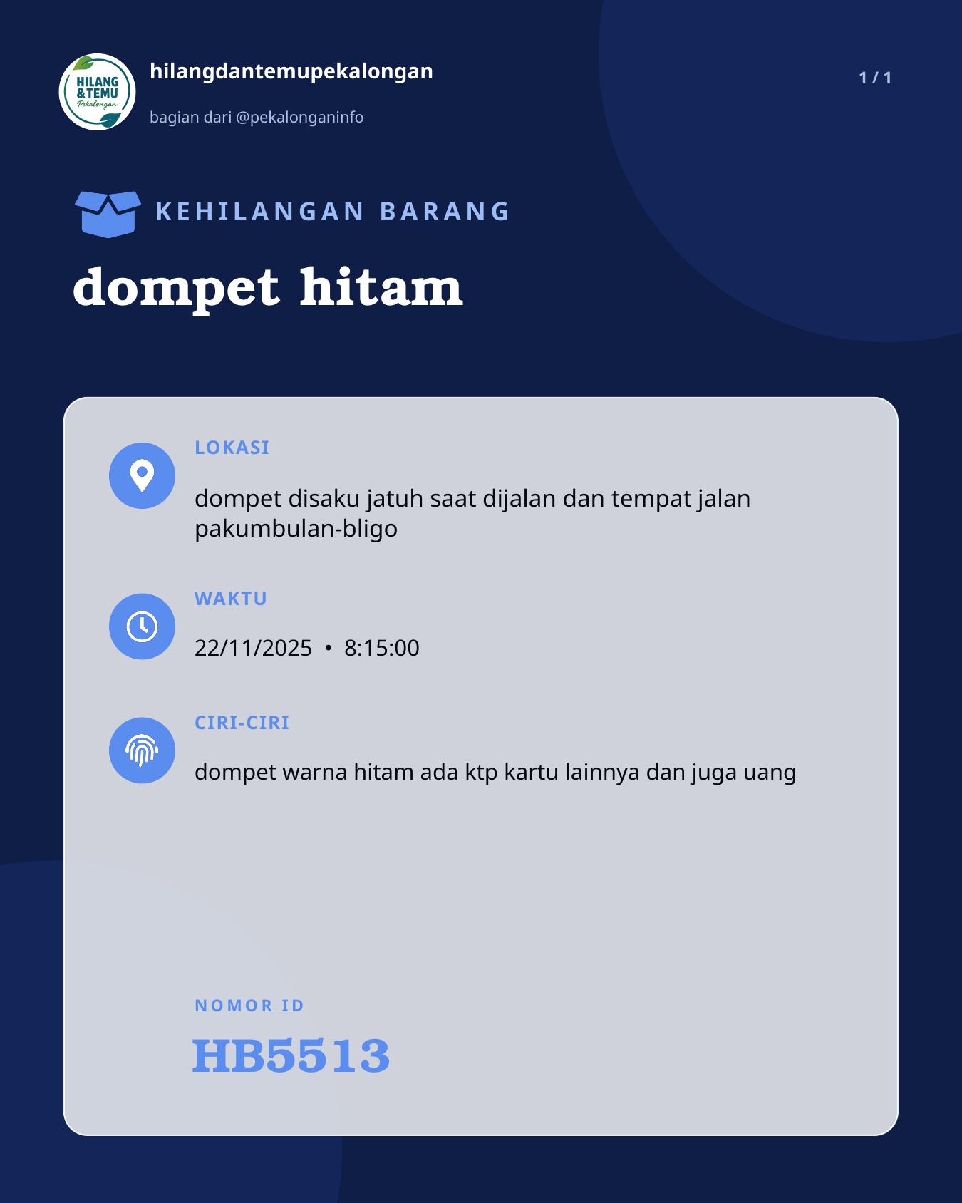 Slide laporan dompet hitam (HB5513)