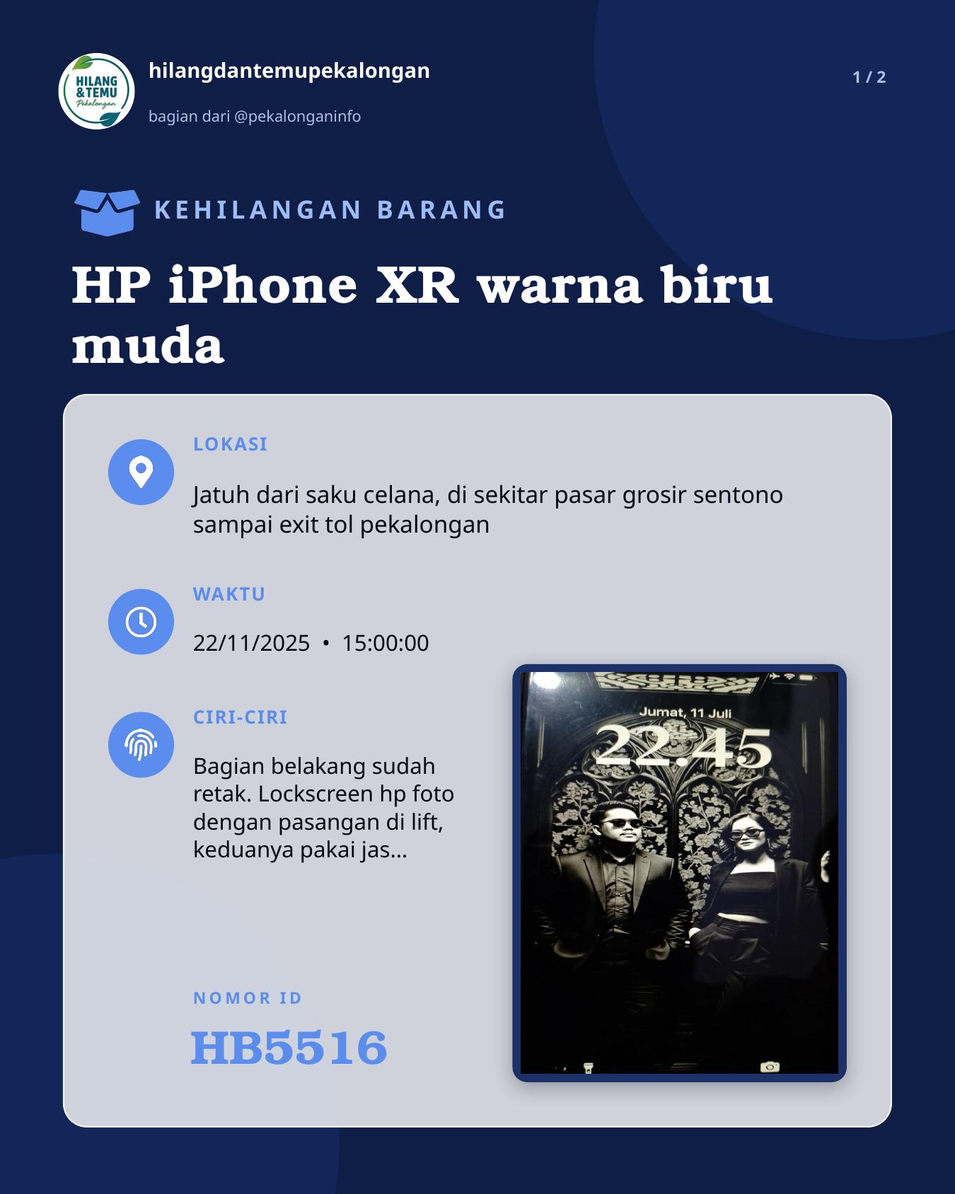 Slide 1 laporan HP iPhone XR warna biru muda