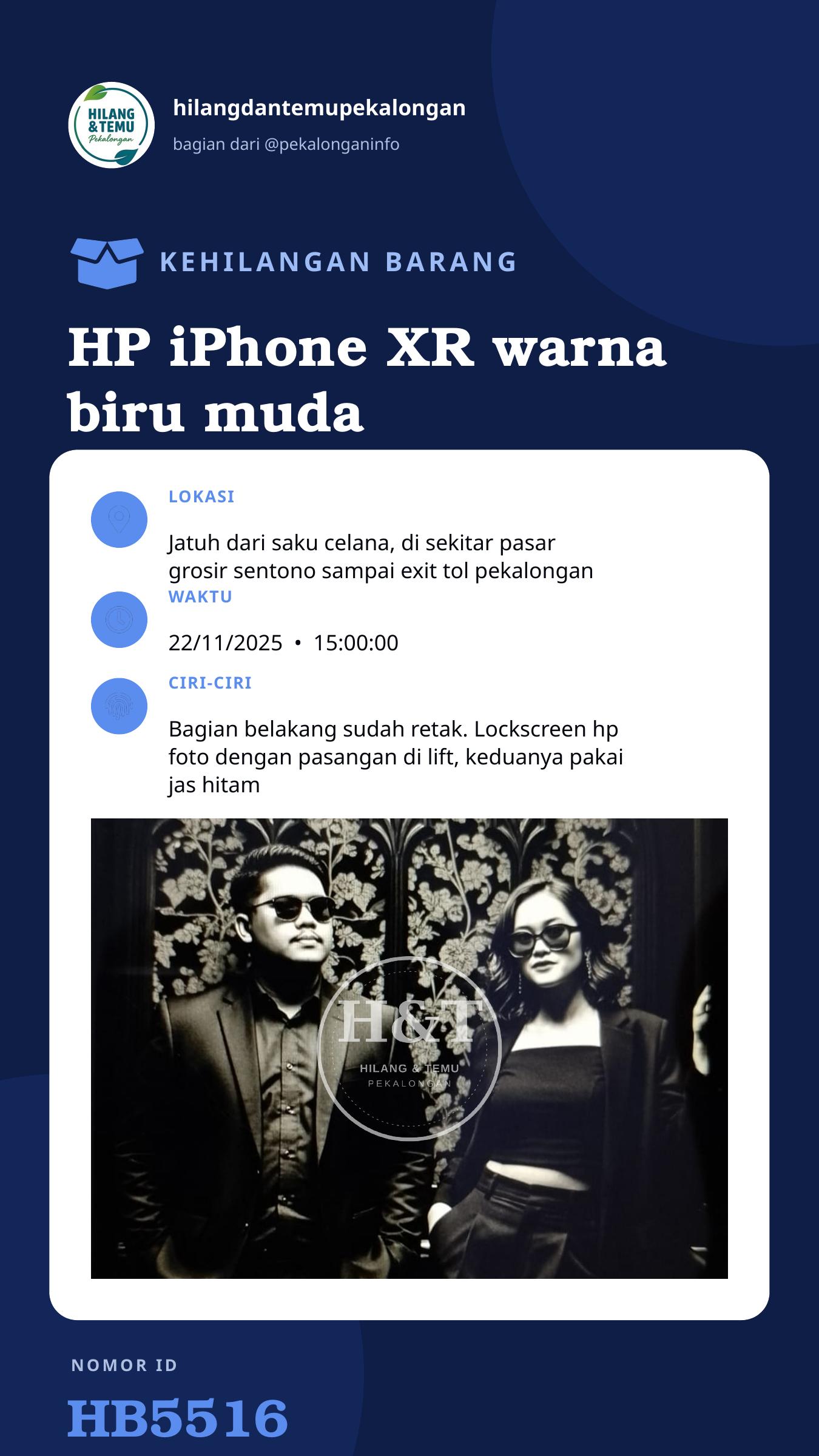 Story 9:16 laporan HP iPhone XR warna biru muda