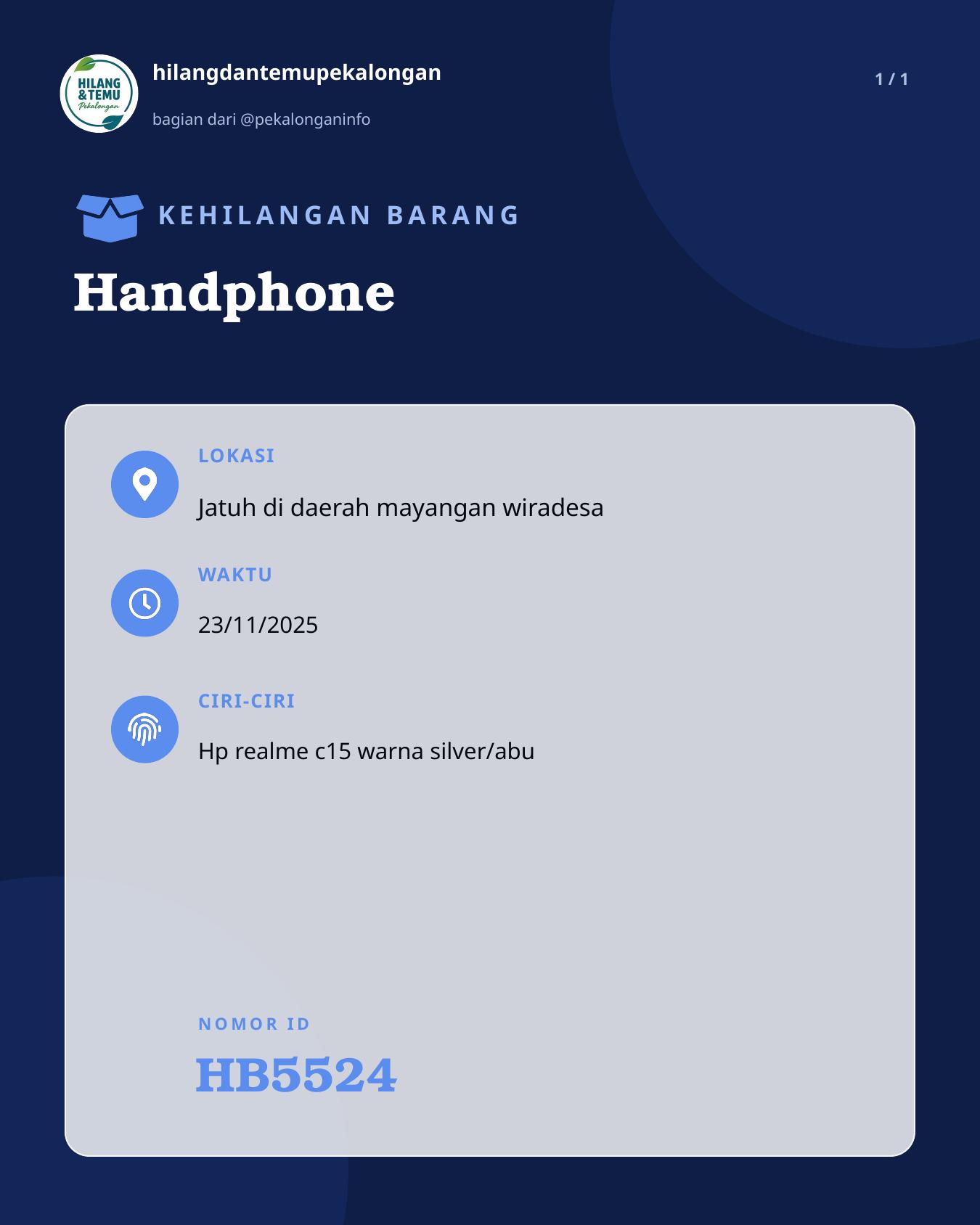 Slide laporan Handphone (HB5524)