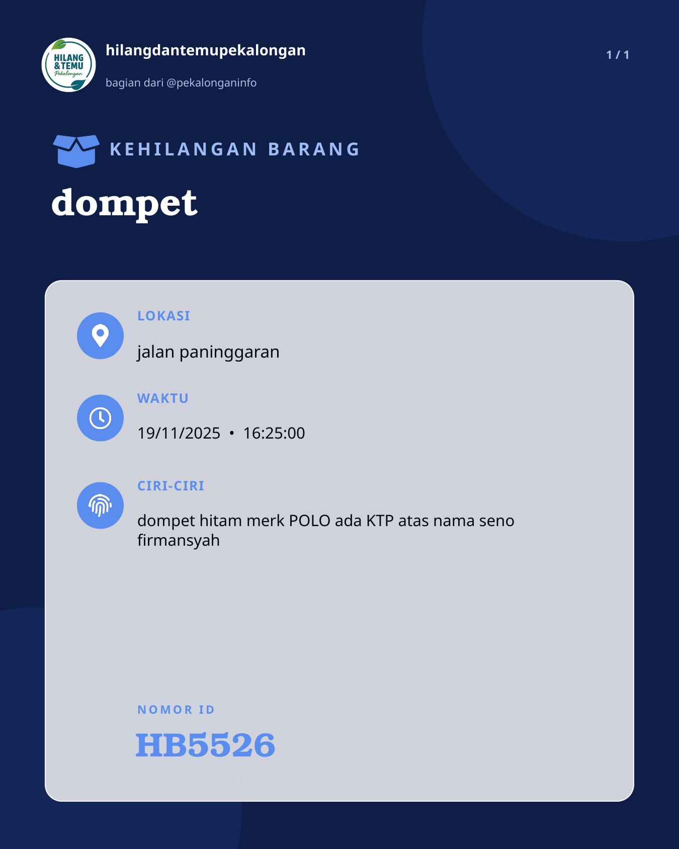 Slide laporan dompet (HB5526)