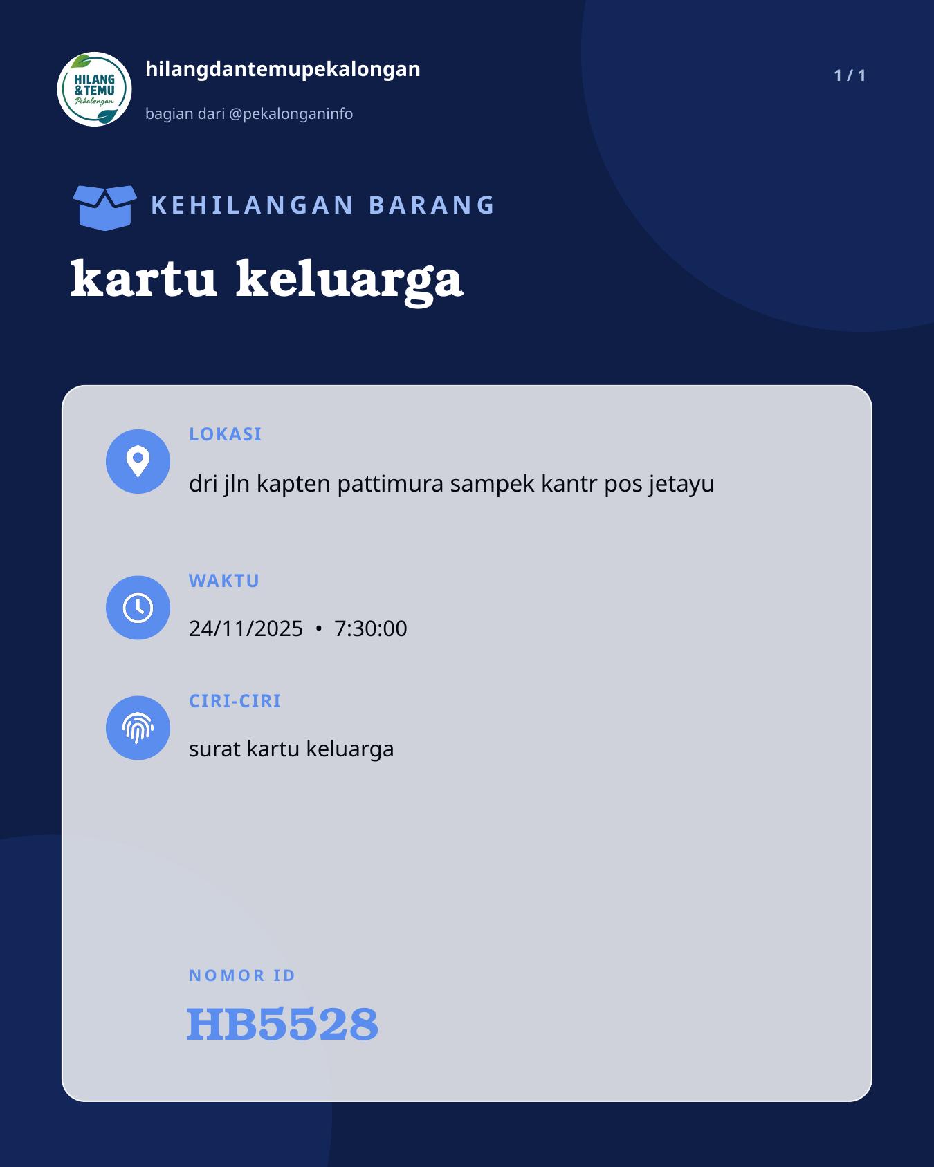 Slide laporan kartu keluarga (HB5528)