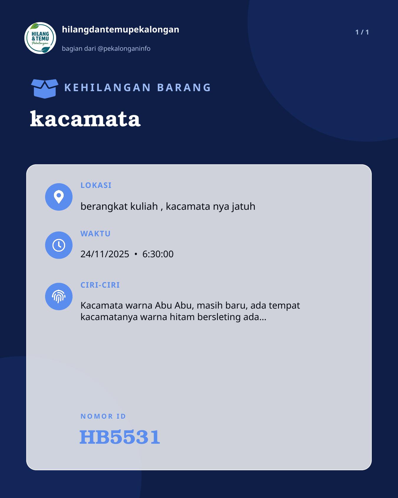 Slide laporan kacamata (HB5531)
