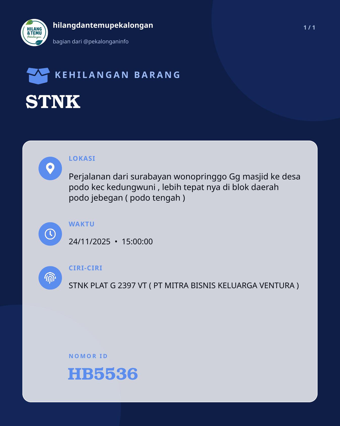 Slide laporan STNK (HB5536)