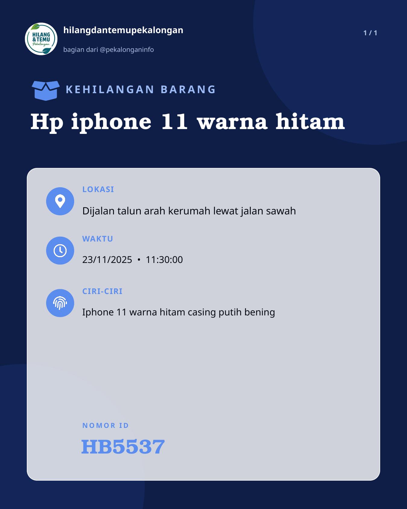 Slide laporan Hp iphone 11 warna hitam (HB5537)