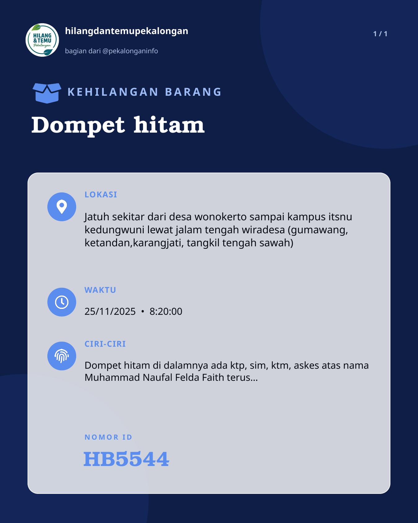 Slide laporan Dompet hitam (HB5544)