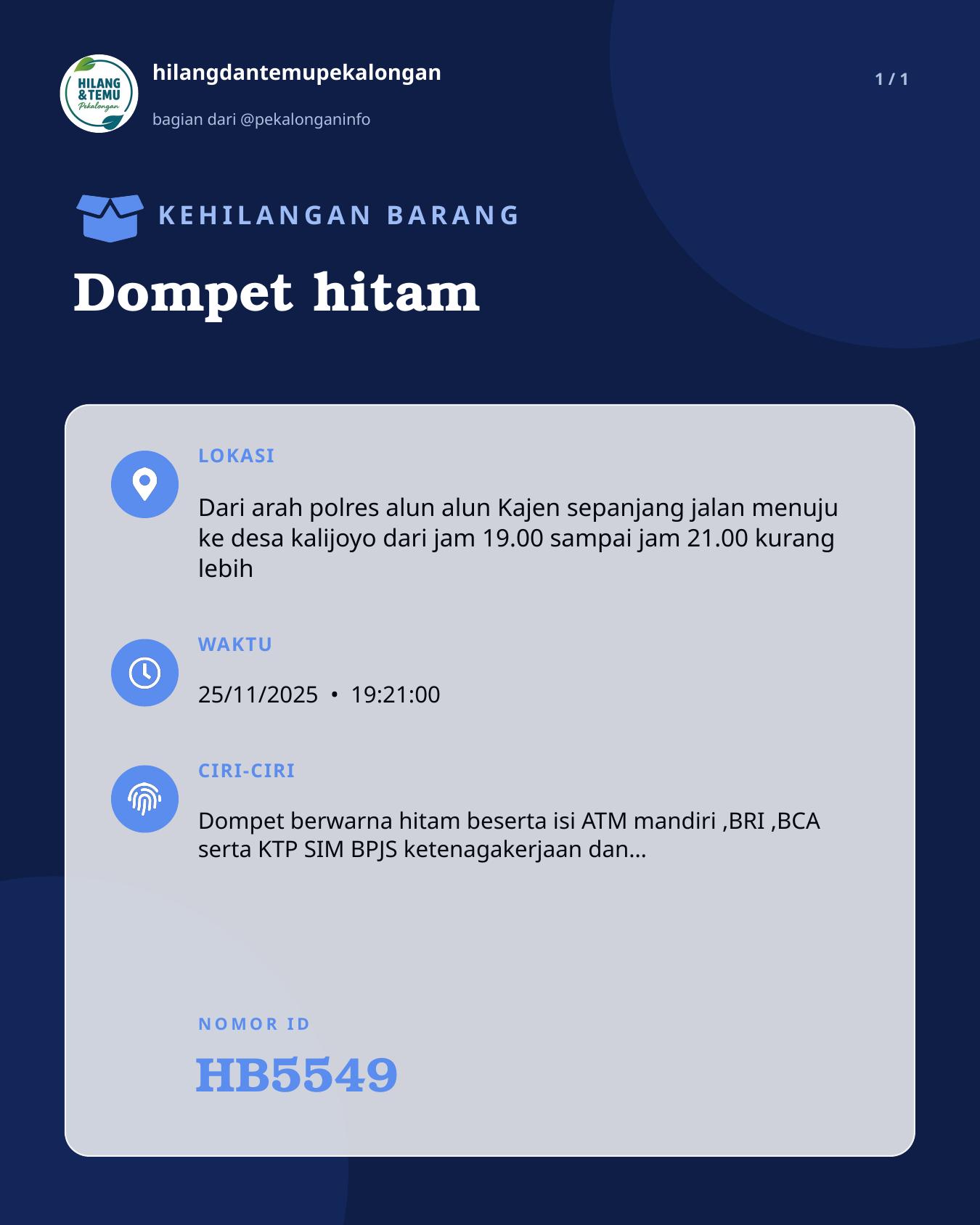 Slide laporan Dompet hitam (HB5549)