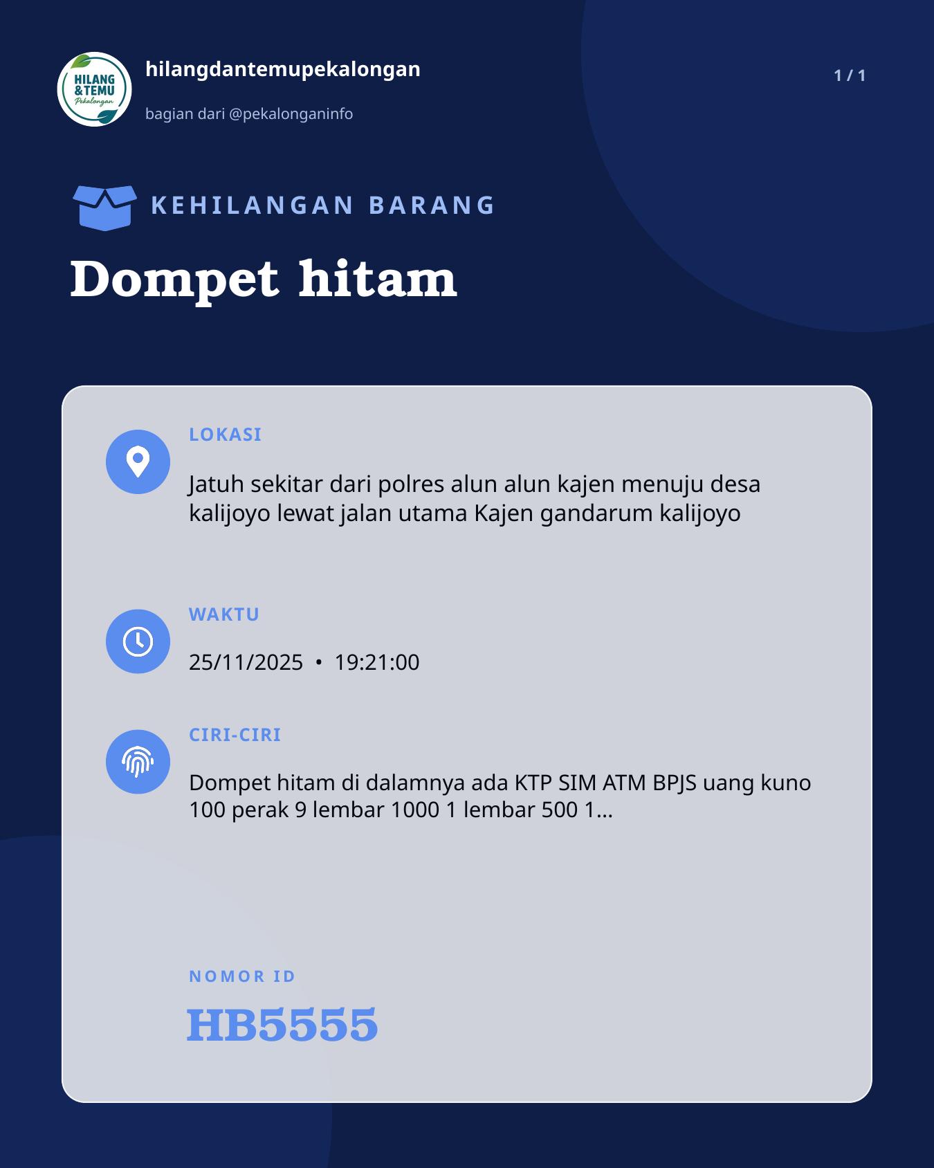 Slide laporan Dompet hitam (HB5555)
