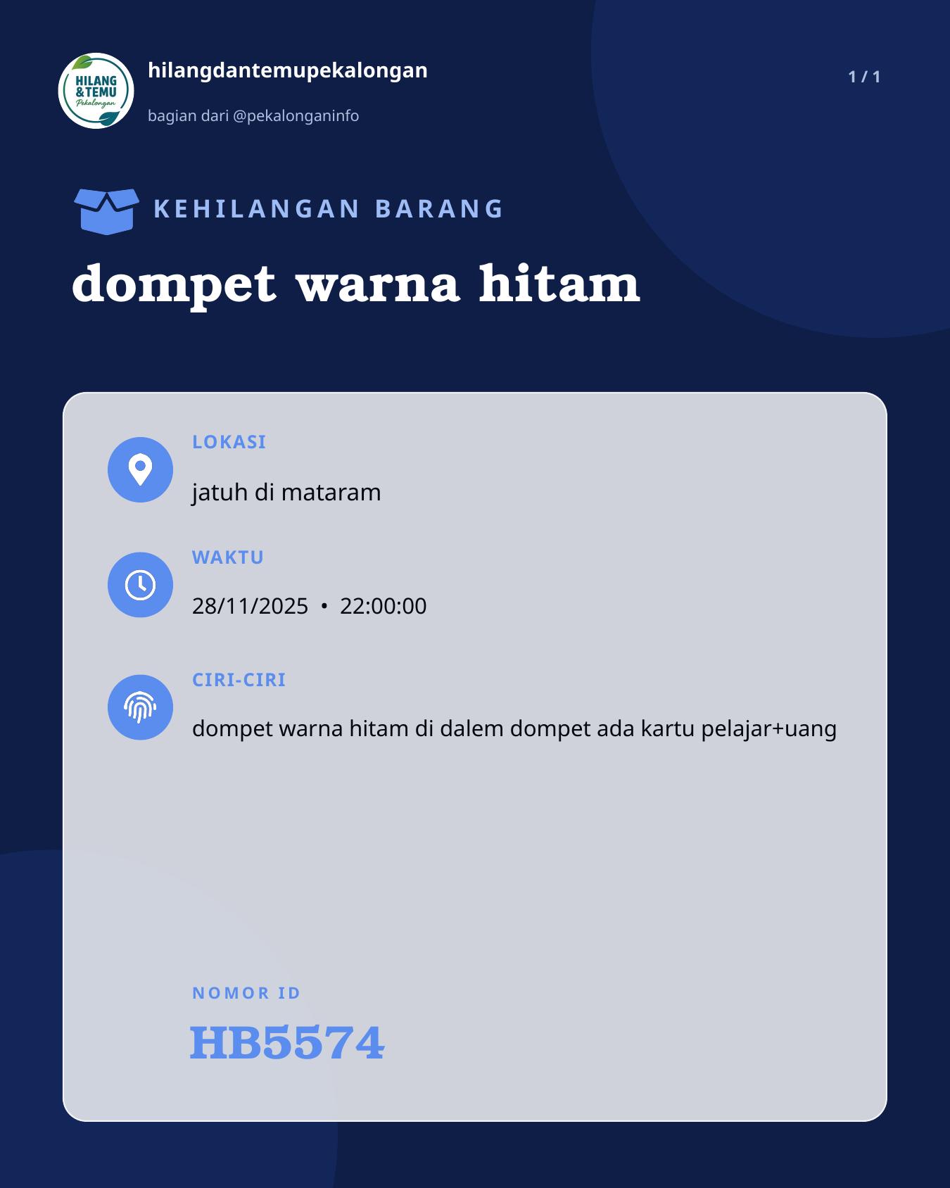 Slide laporan dompet warna hitam (HB5574)