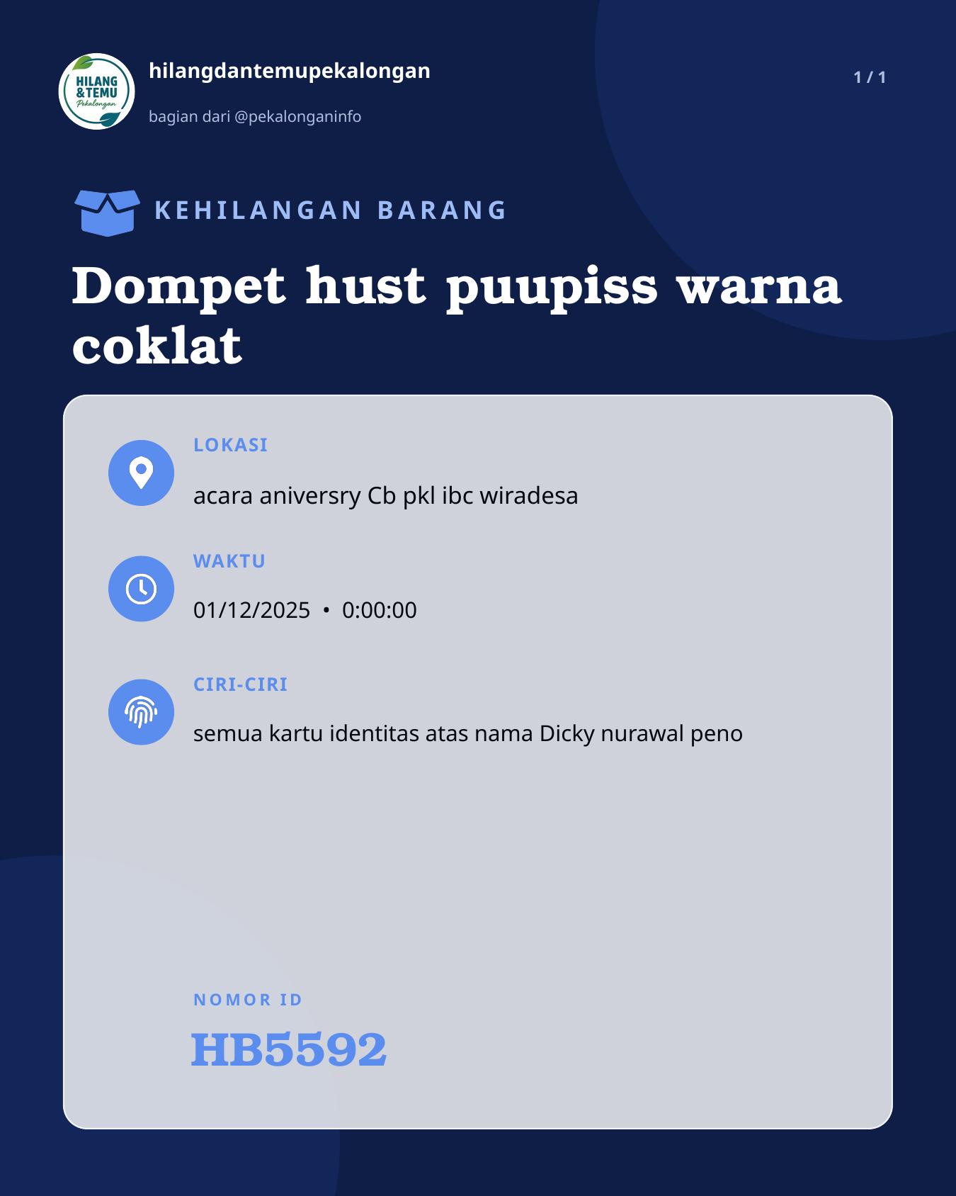 Slide laporan Dompet hust puupiss warna coklat (HB5592)