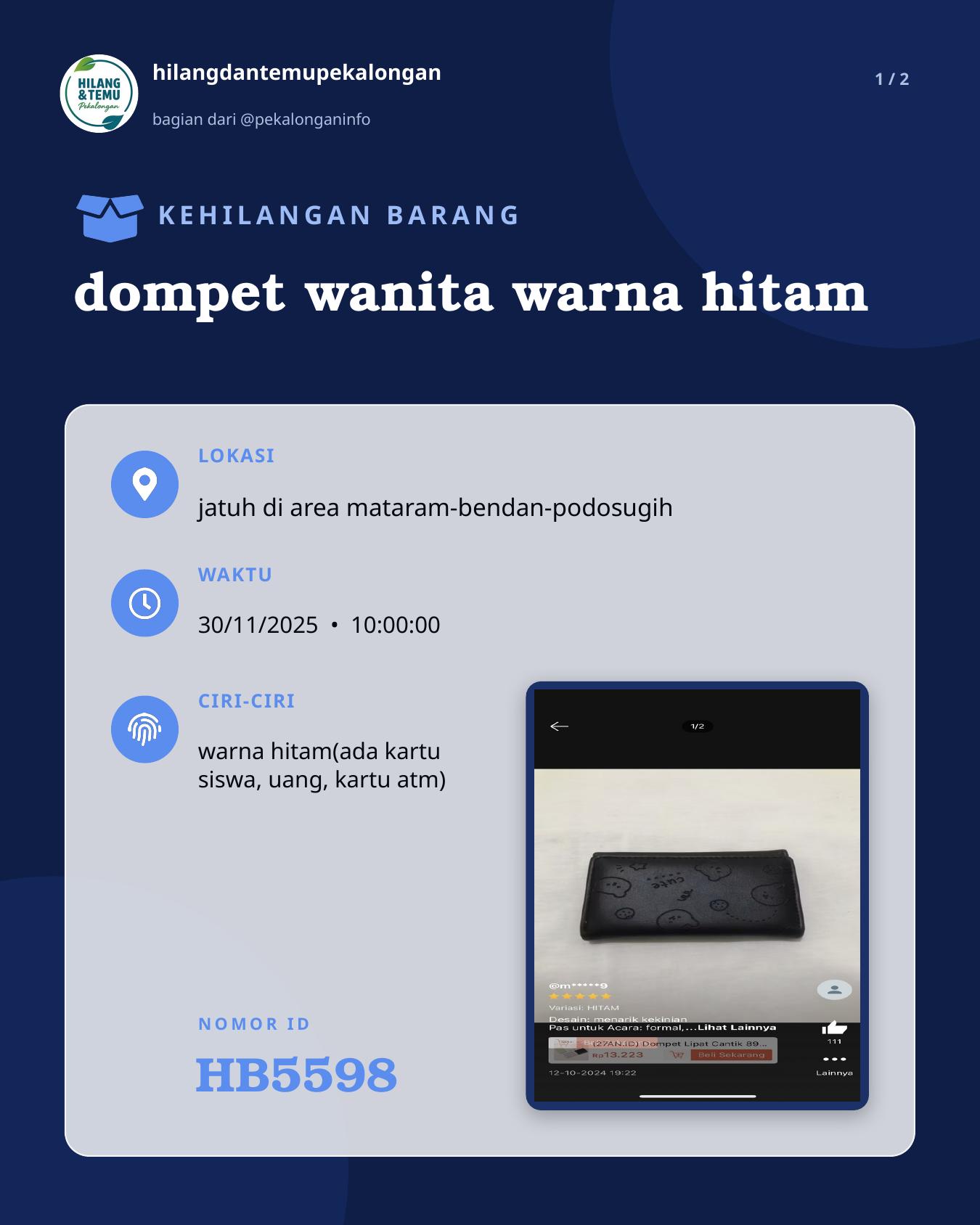 Slide 1 laporan dompet wanita warna hitam