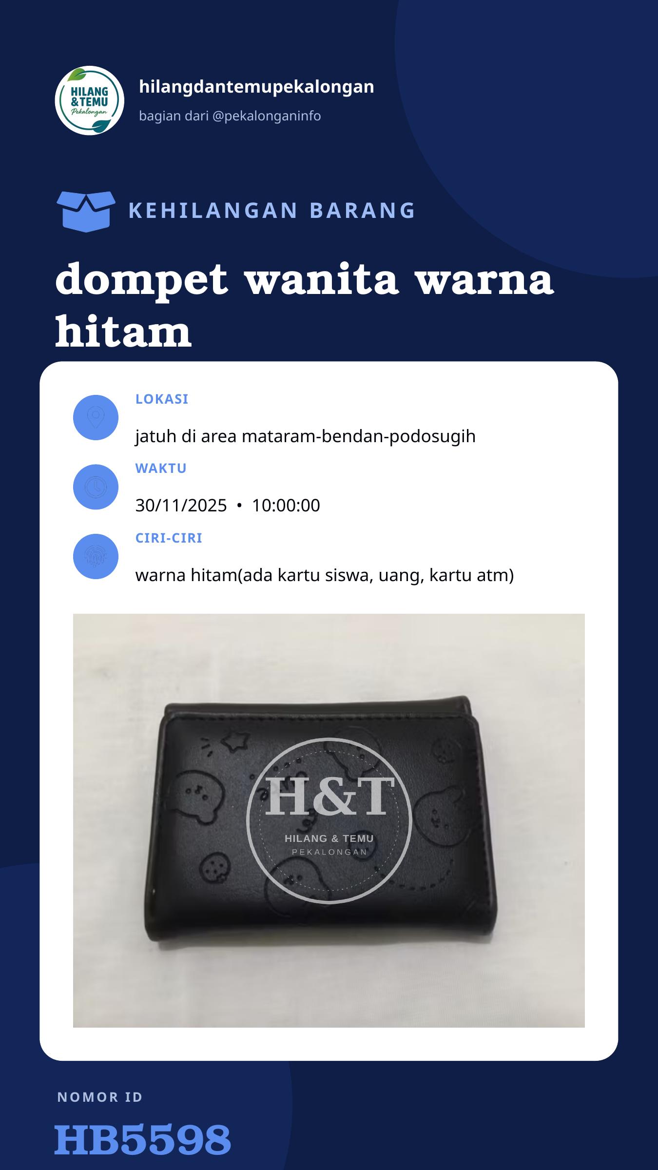 Story 9:16 laporan dompet wanita warna hitam