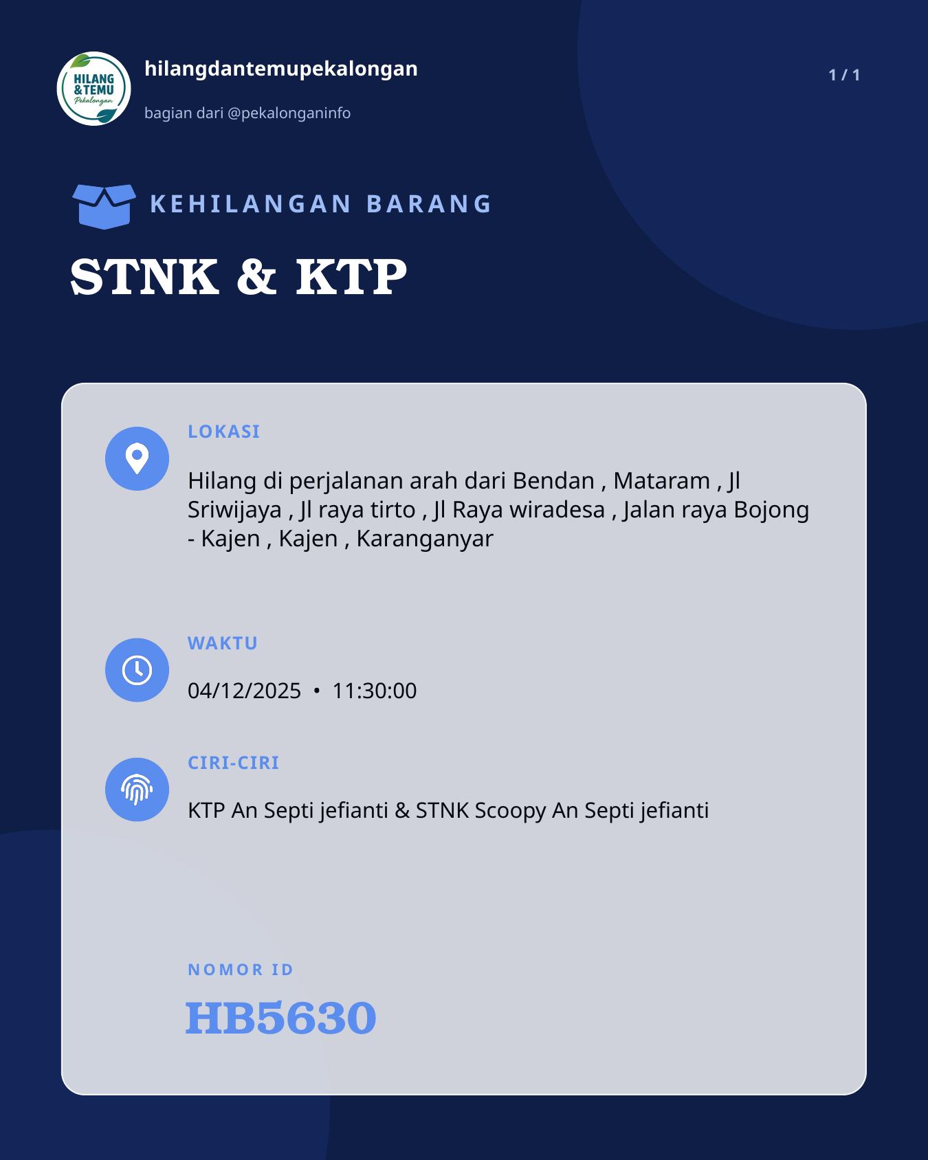 Slide laporan STNK & KTP (HB5630)