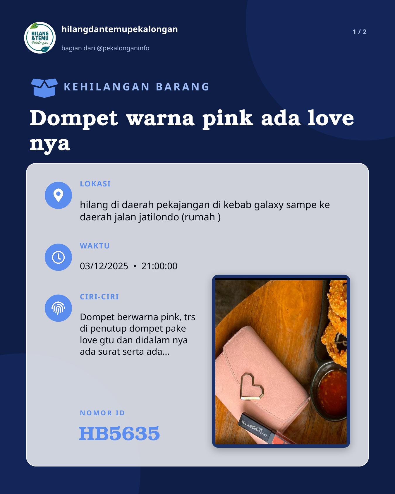 Slide 1 laporan Dompet warna pink ada love nya