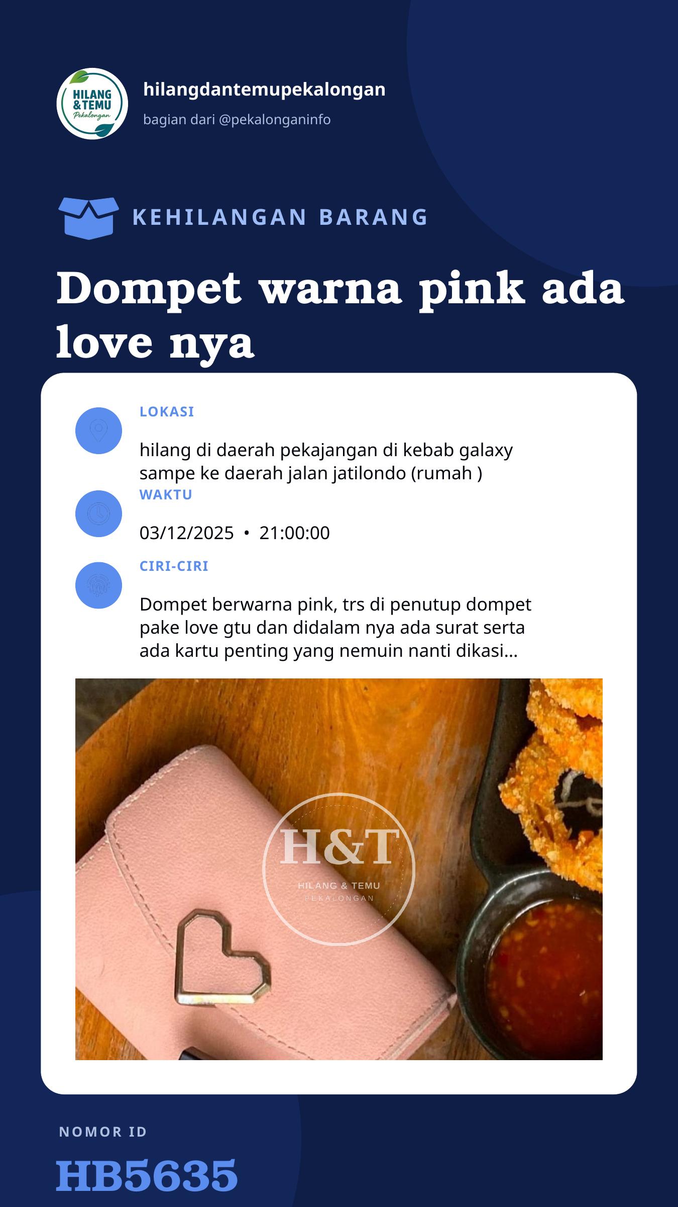 Story 9:16 laporan Dompet warna pink ada love nya