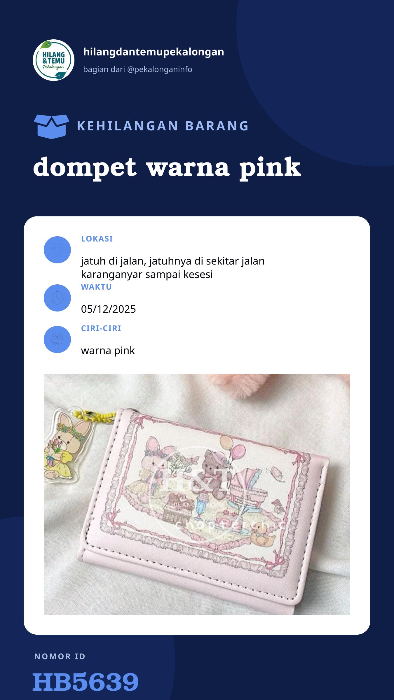 Story 9:16 laporan dompet warna pink