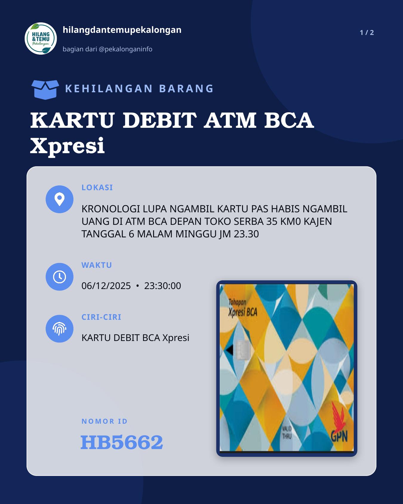 Slide 1 laporan KARTU DEBIT ATM BCA Xpresi