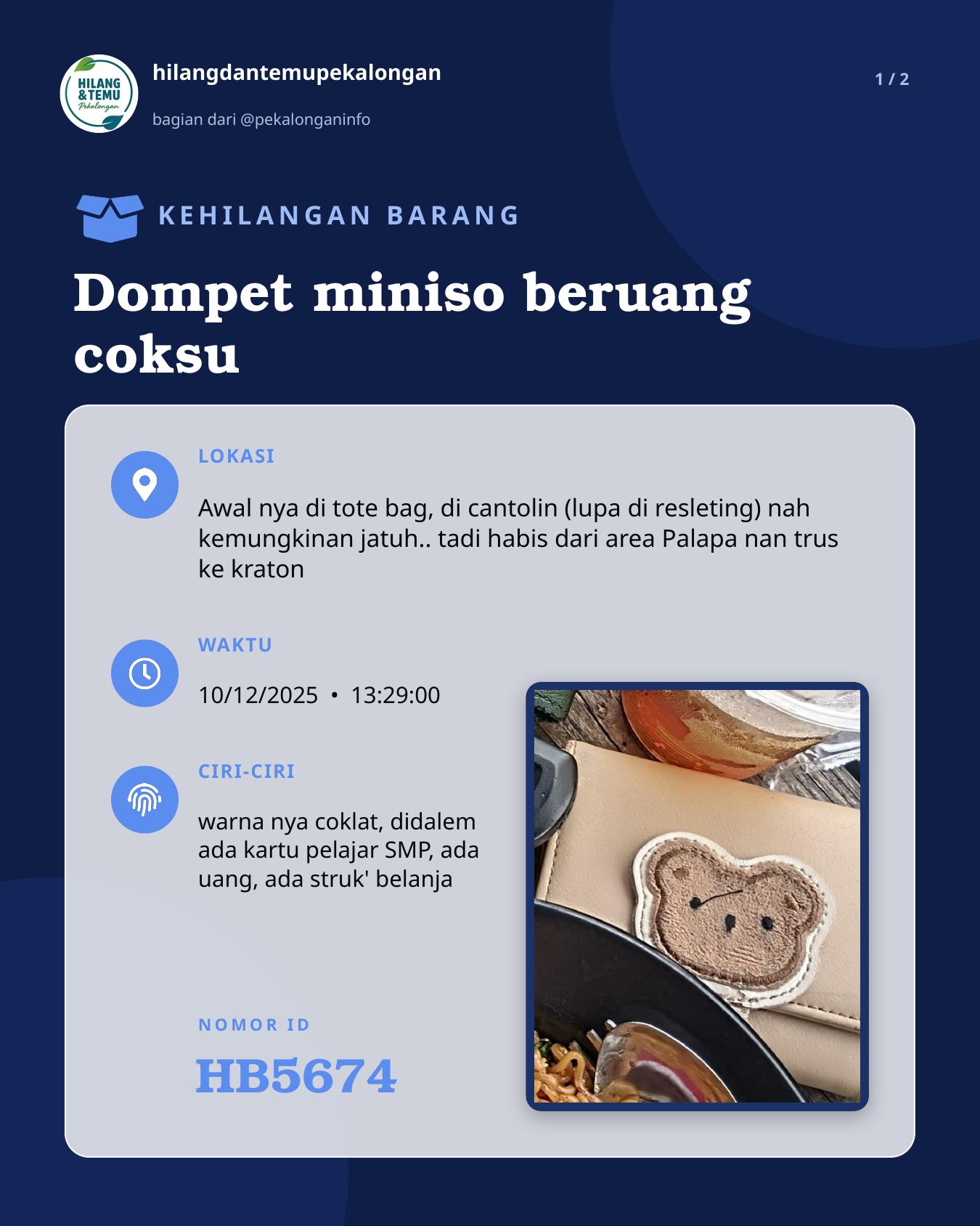 Slide 1 laporan Dompet miniso beruang coksu