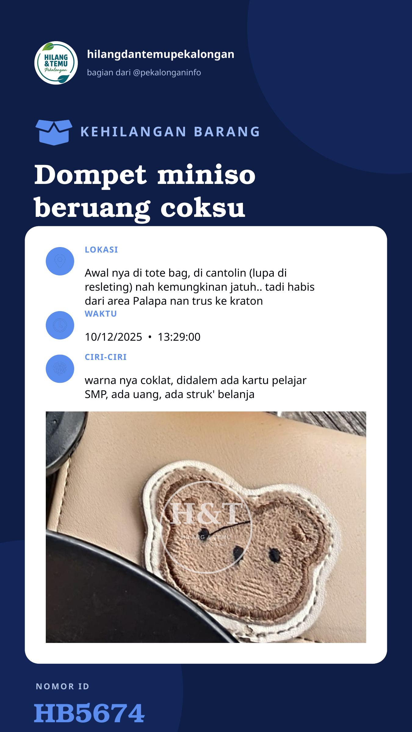 Story 9:16 laporan Dompet miniso beruang coksu