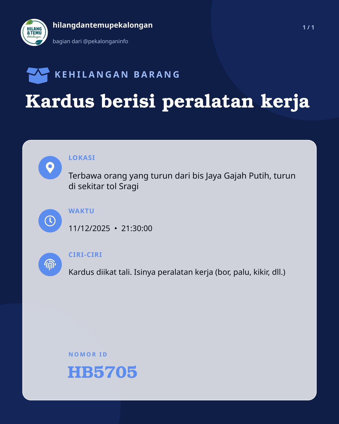 Slide laporan Kardus berisi peralatan kerja (HB5705)