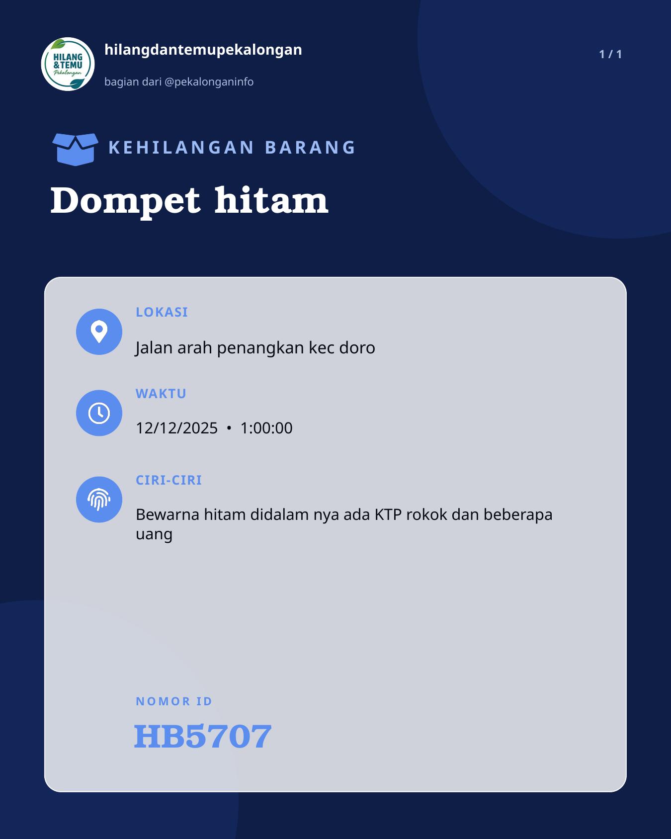 Slide laporan Dompet hitam (HB5707)
