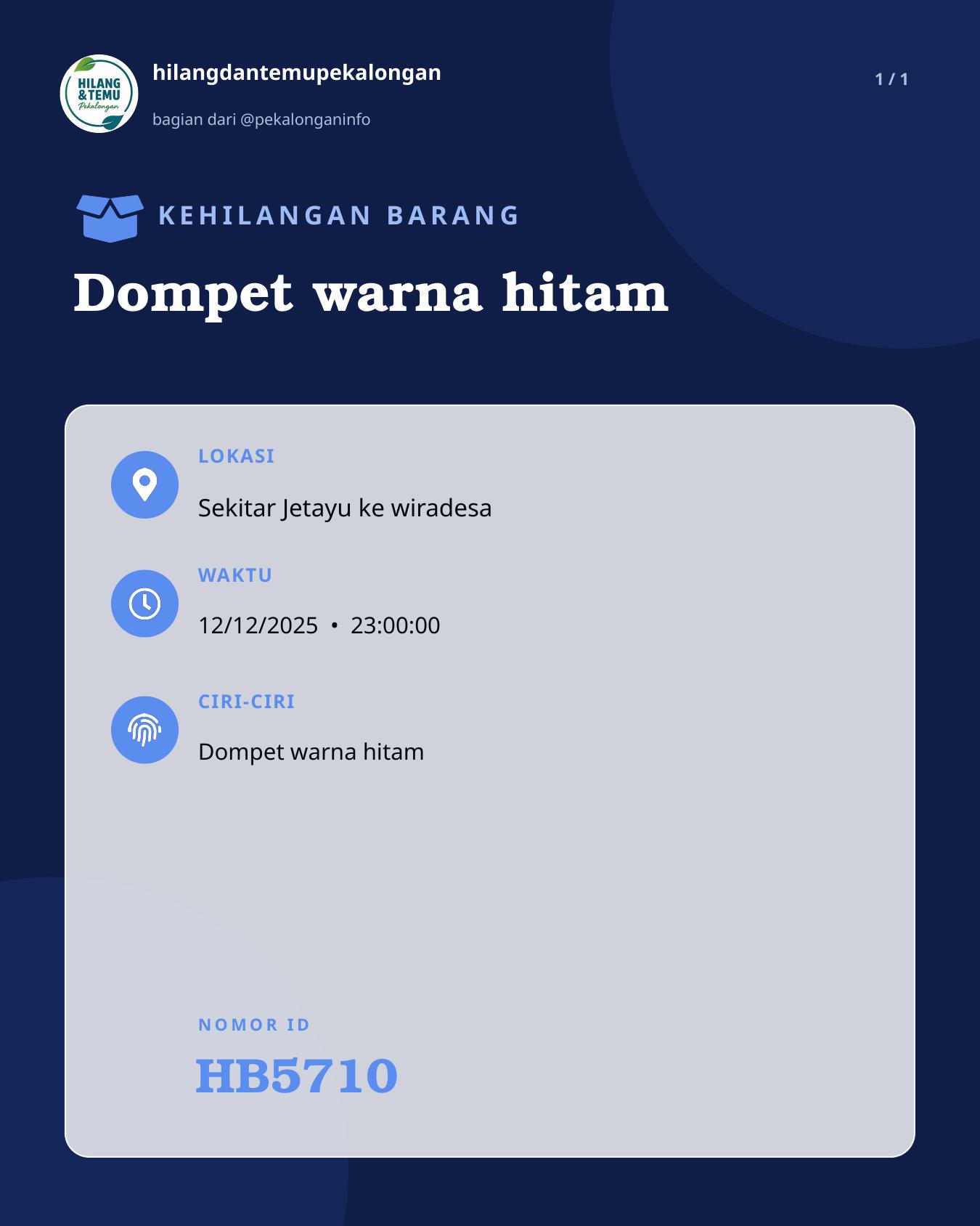 Slide laporan Dompet warna hitam (HB5710)