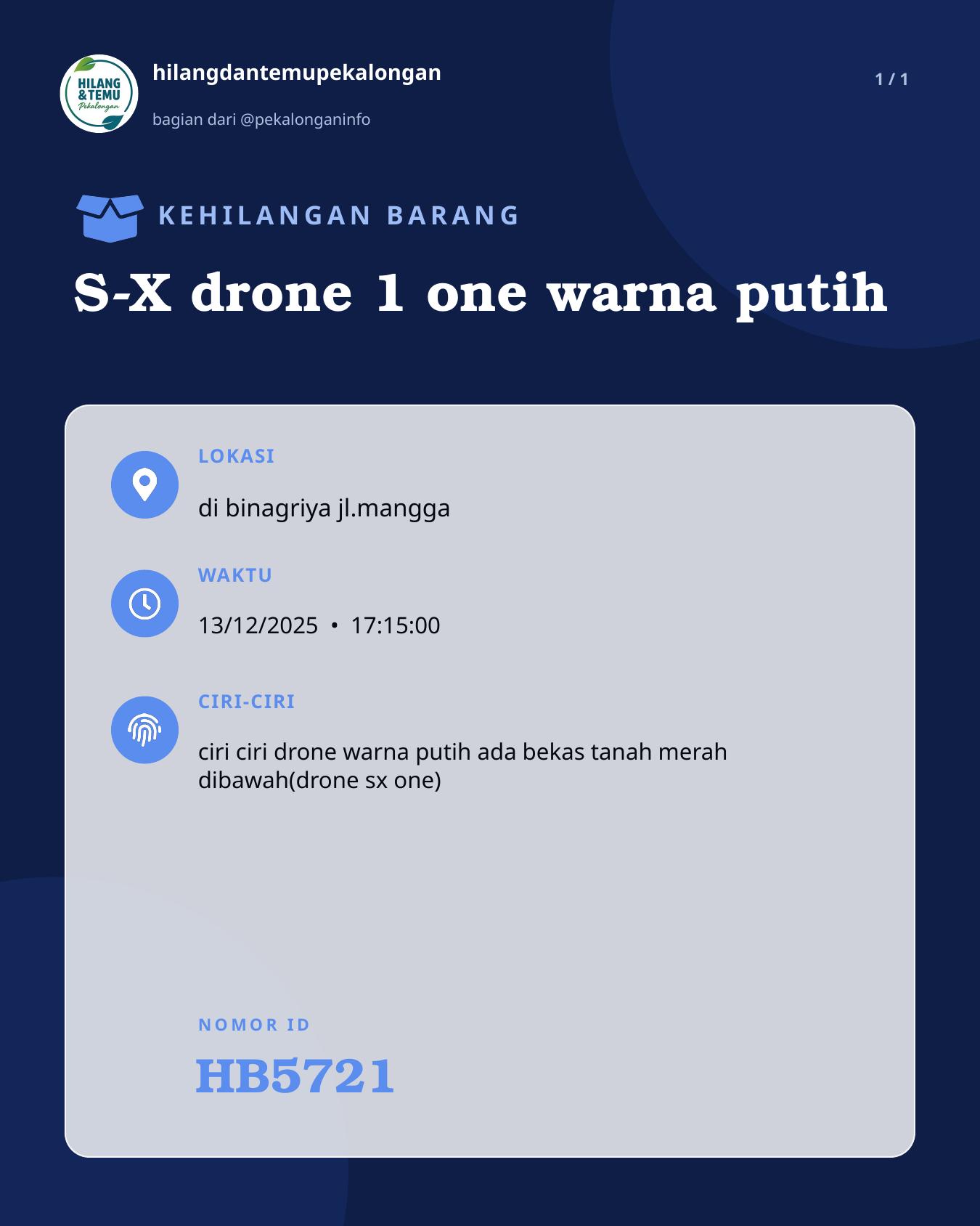 Slide laporan S-X drone 1 one warna putih (HB5721)