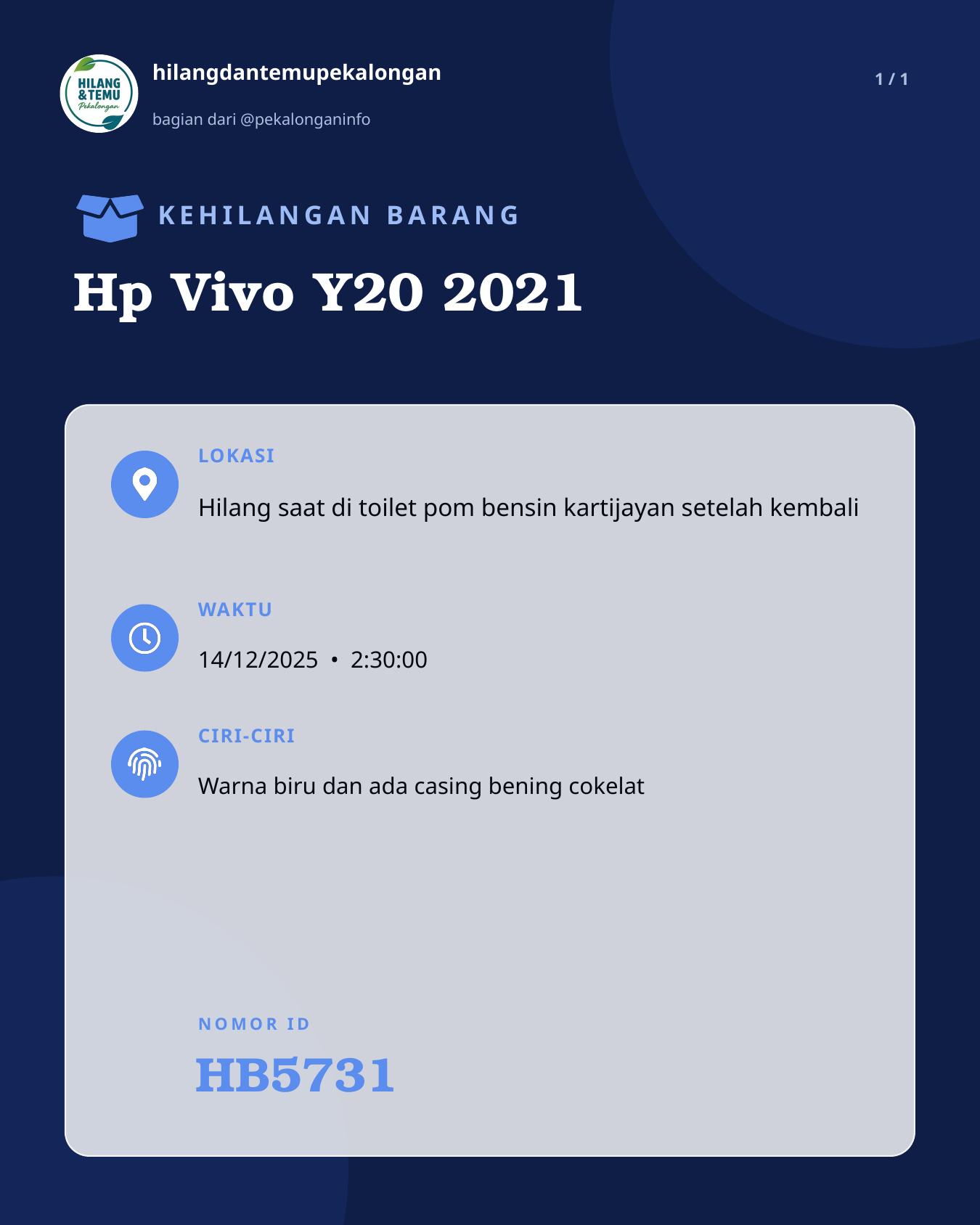 Slide laporan Hp Vivo Y20 2021 (HB5731)