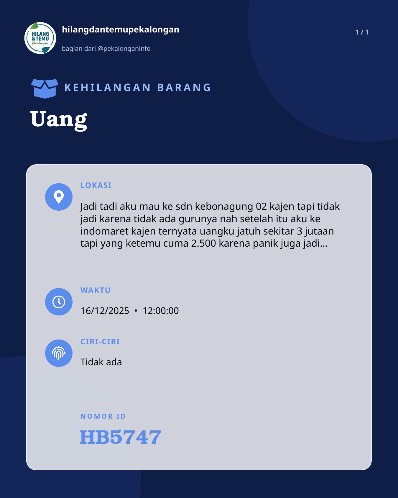 Slide laporan Uang (HB5747)