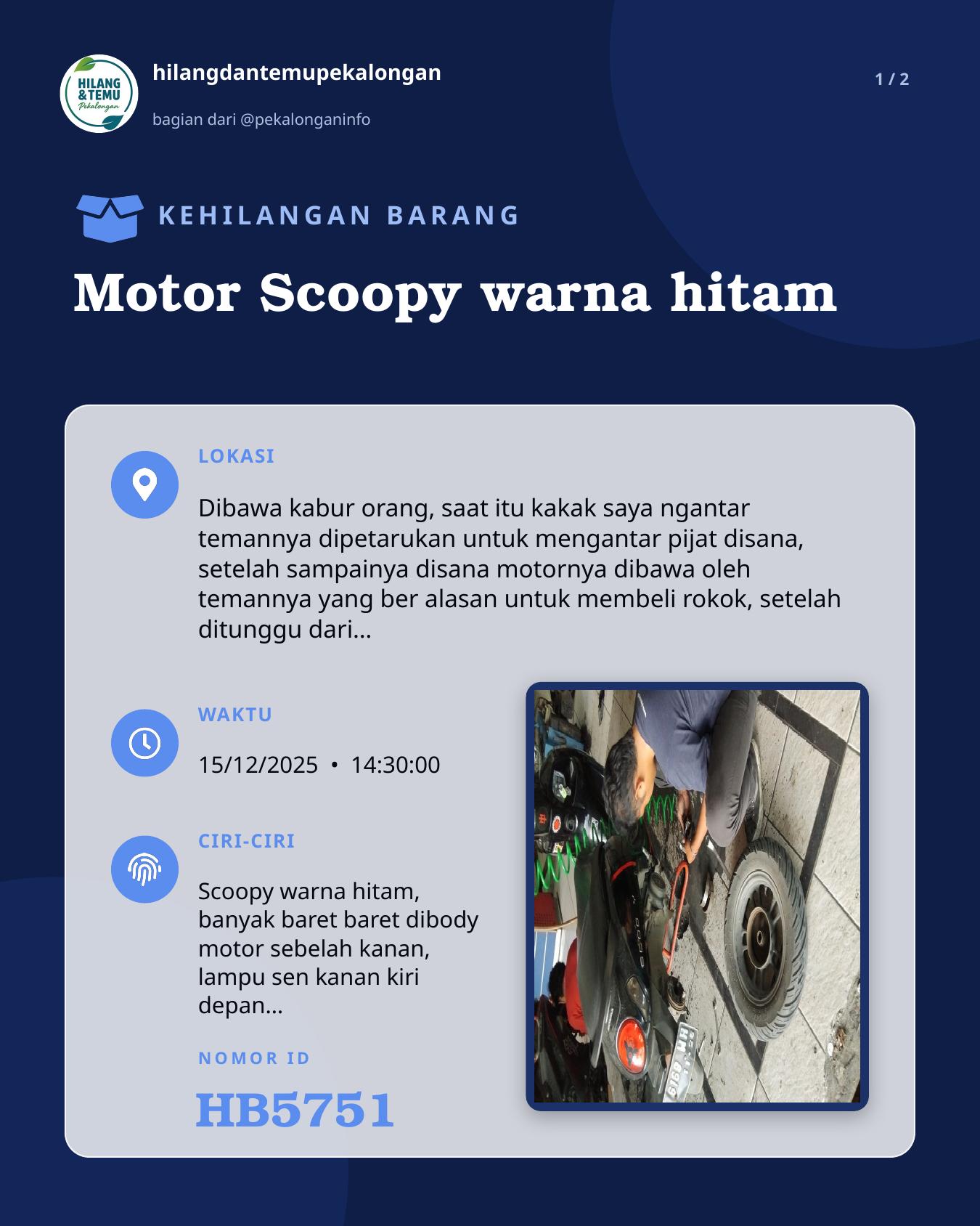 Slide 1 laporan Motor Scoopy warna hitam