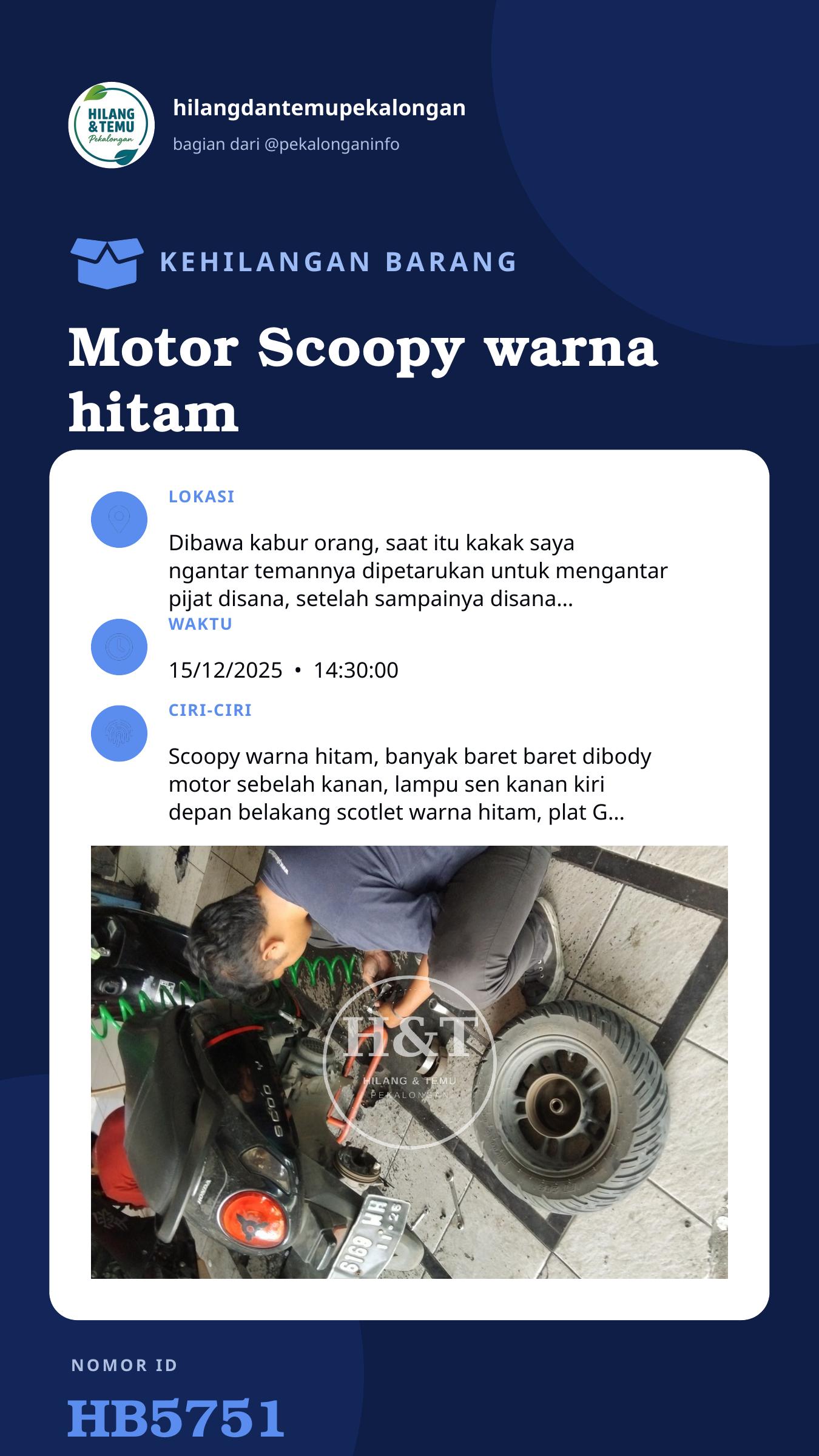 Story 9:16 laporan Motor Scoopy warna hitam