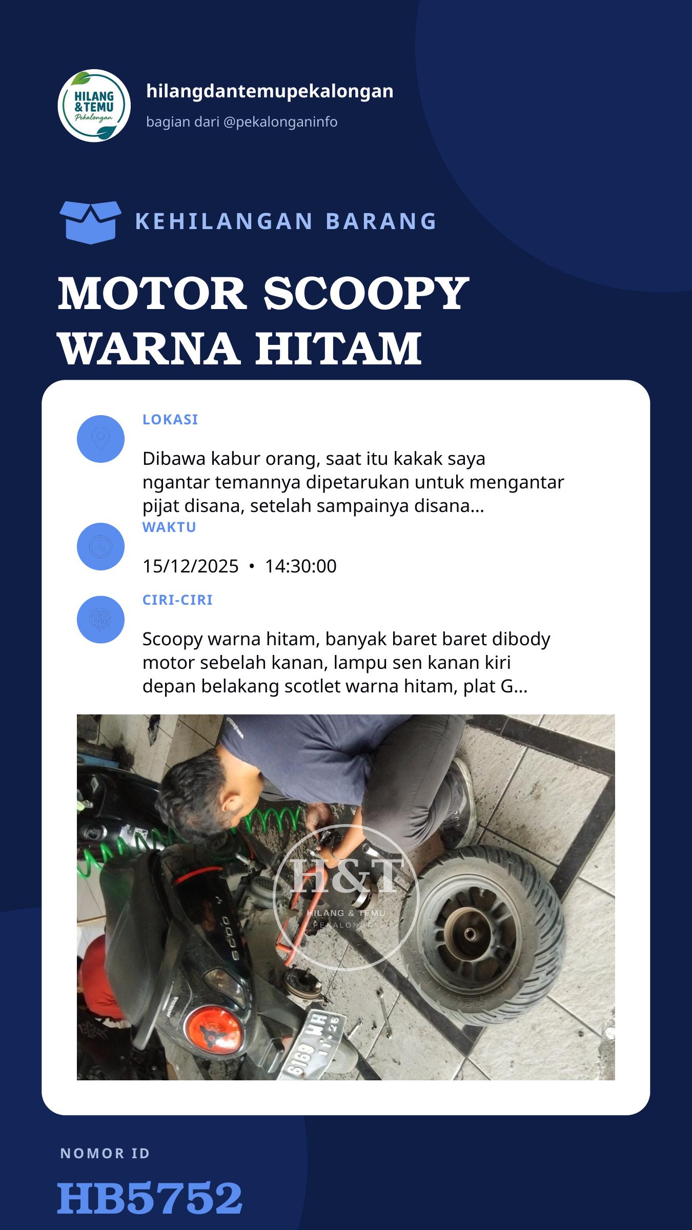 Story 9:16 laporan MOTOR SCOOPY WARNA HITAM