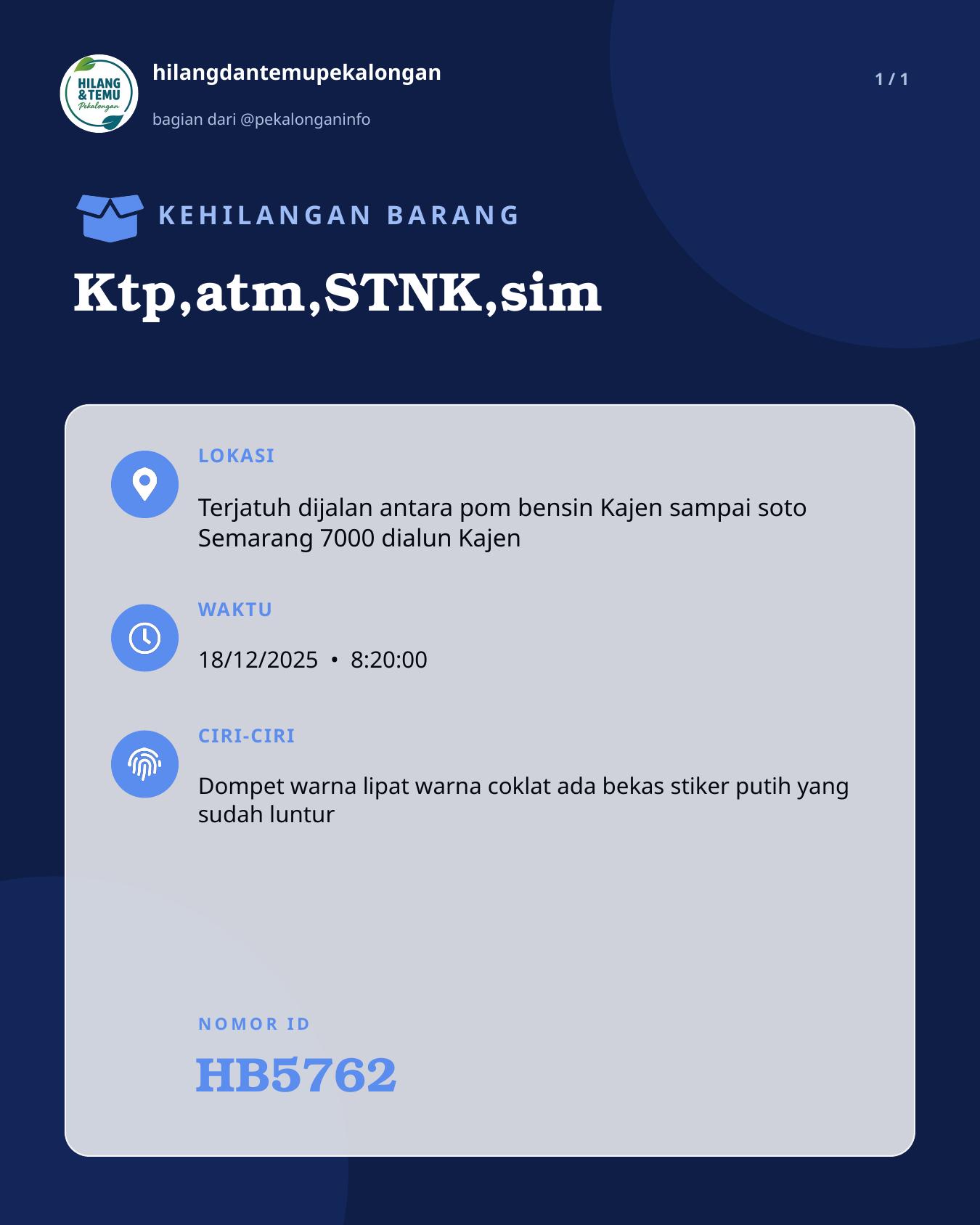 Slide laporan Ktp,atm,STNK,sim (HB5762)