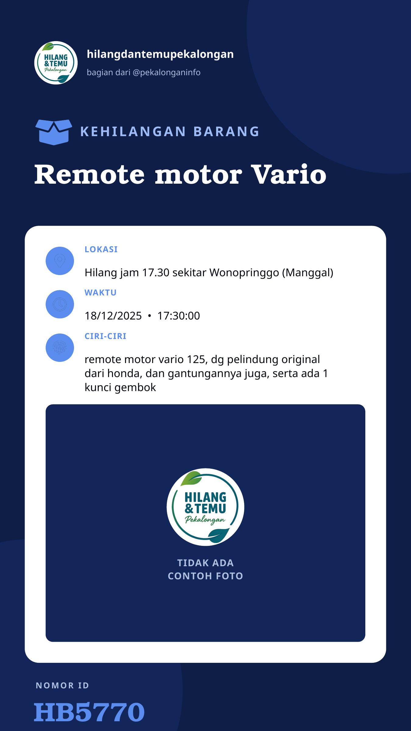 Story 9:16 laporan Remote motor Vario