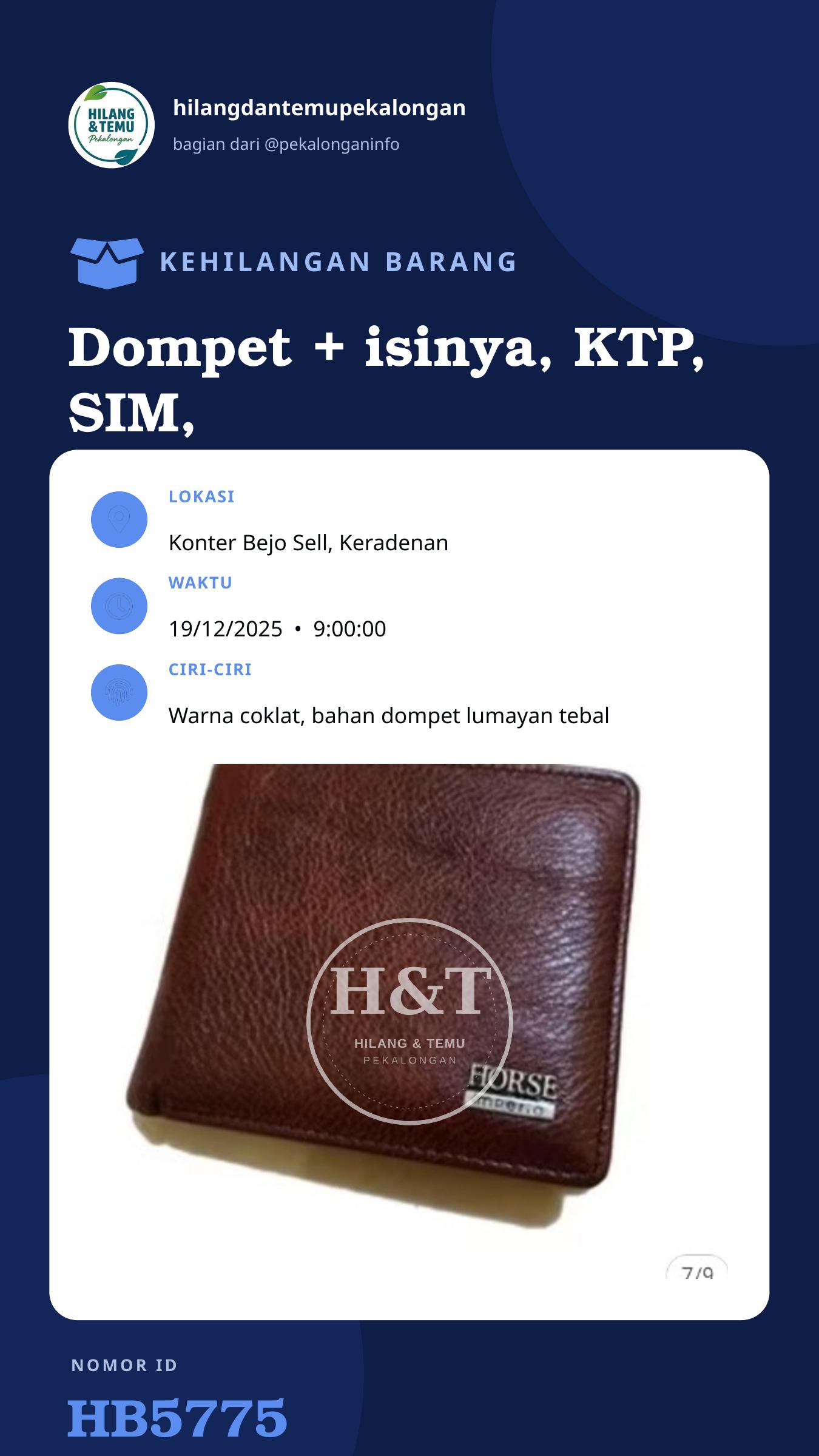 Story 9:16 laporan Dompet + isinya, KTP, SIM, STNK, dan kartu lainnya