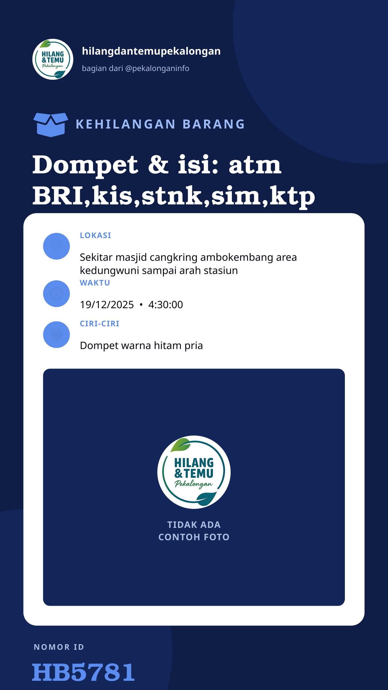 Story 9:16 laporan Dompet & isi: atm BRI,kis,stnk,sim,ktp atas nama Eko Fitri Sutomo