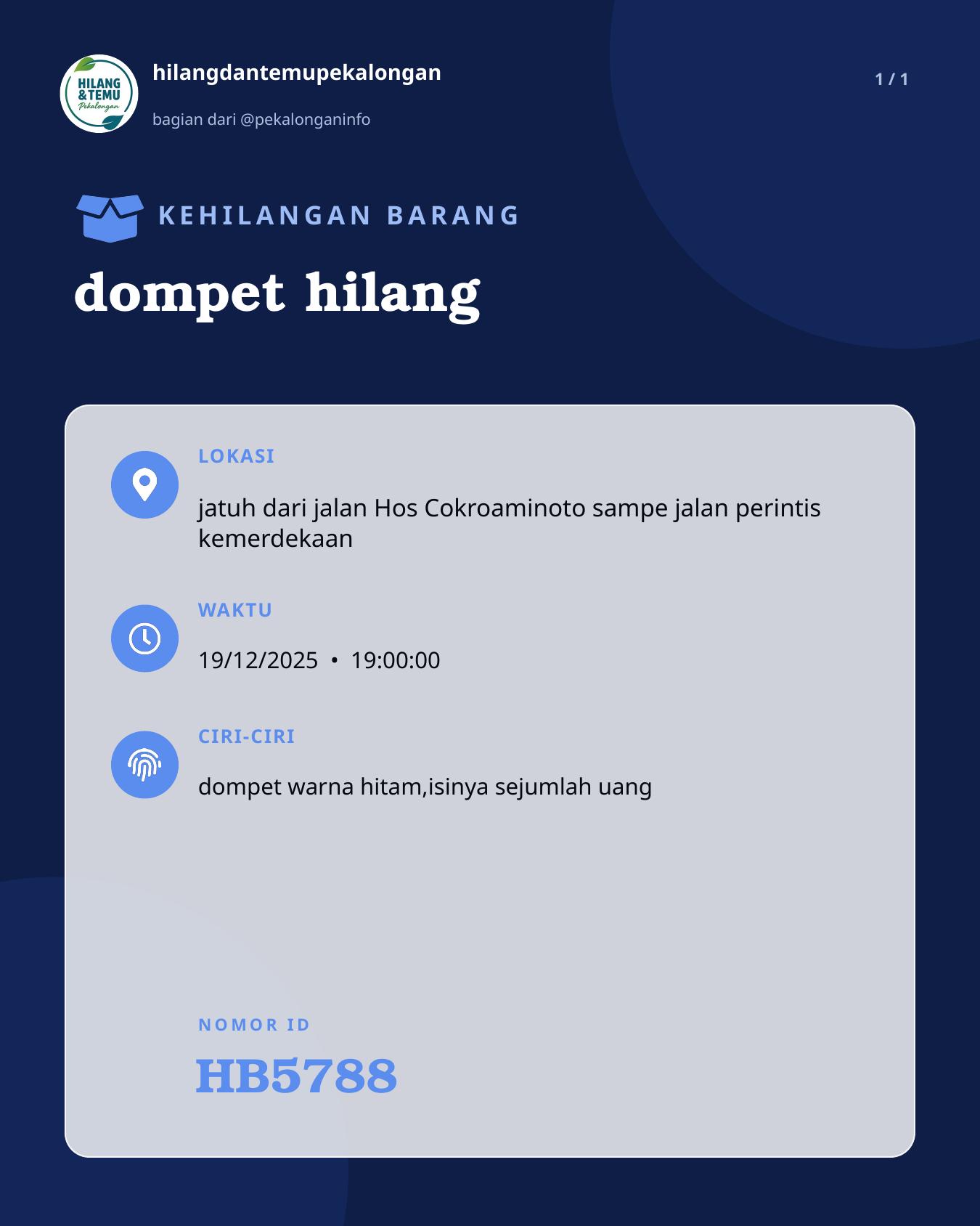 Slide laporan dompet hilang (HB5788)