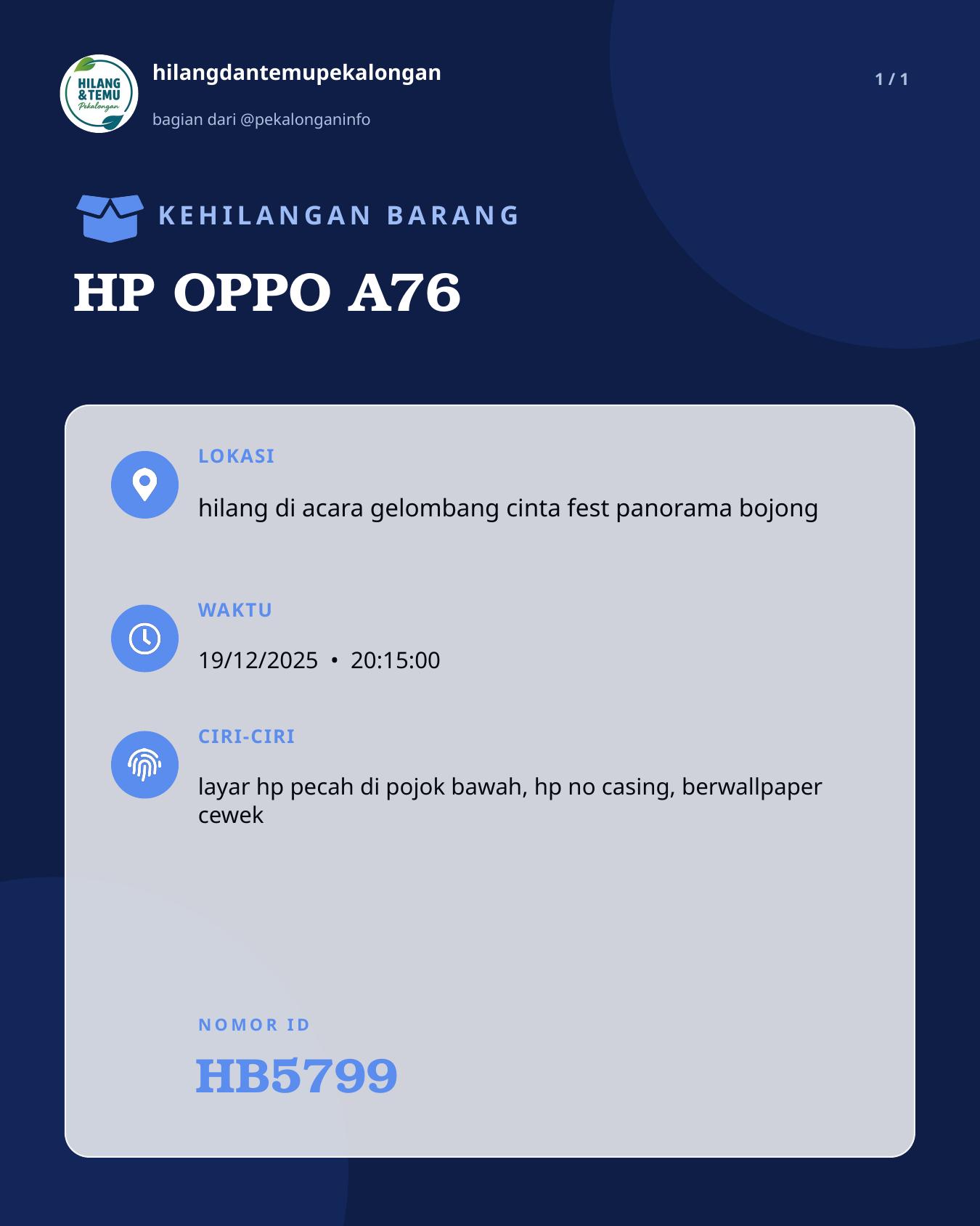Slide laporan HP OPPO A76 (HB5799)