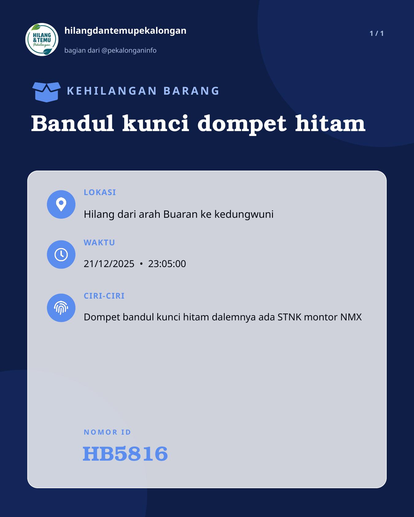 Slide laporan Bandul kunci dompet hitam (HB5816)
