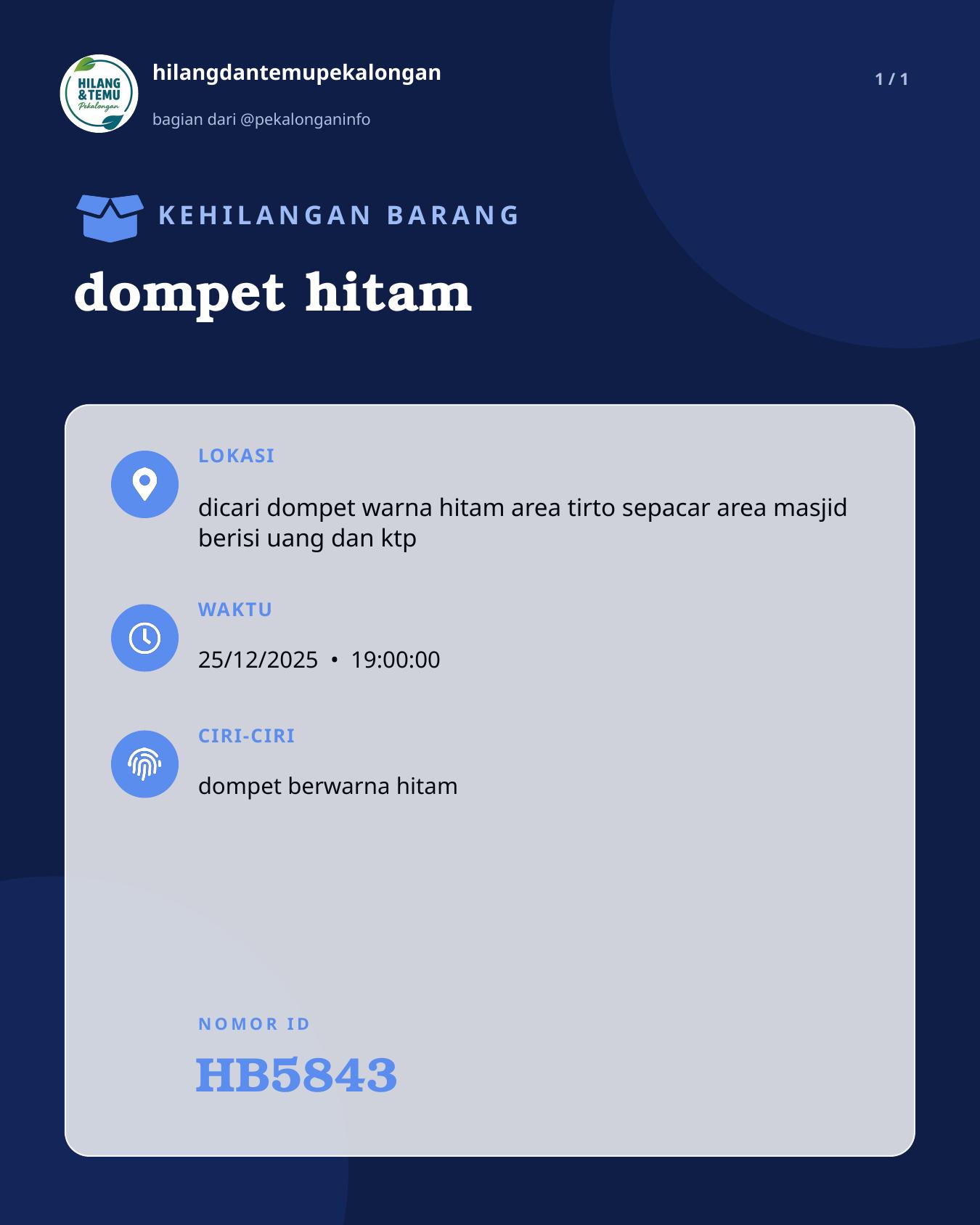 Slide laporan dompet hitam (HB5843)