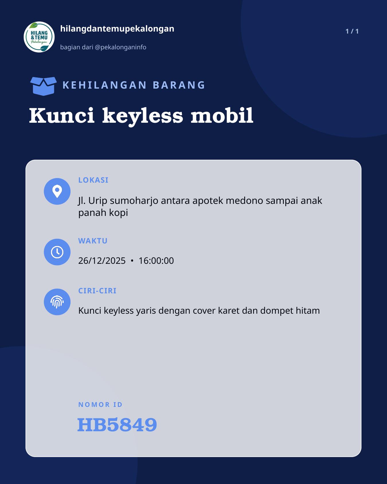 Slide laporan Kunci keyless mobil (HB5849)