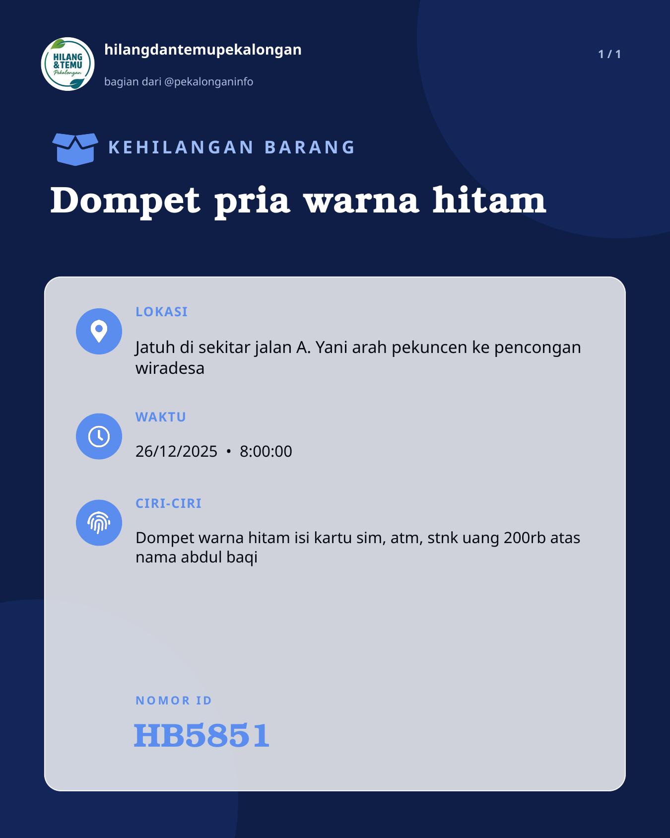Slide laporan Dompet pria warna hitam (HB5851)