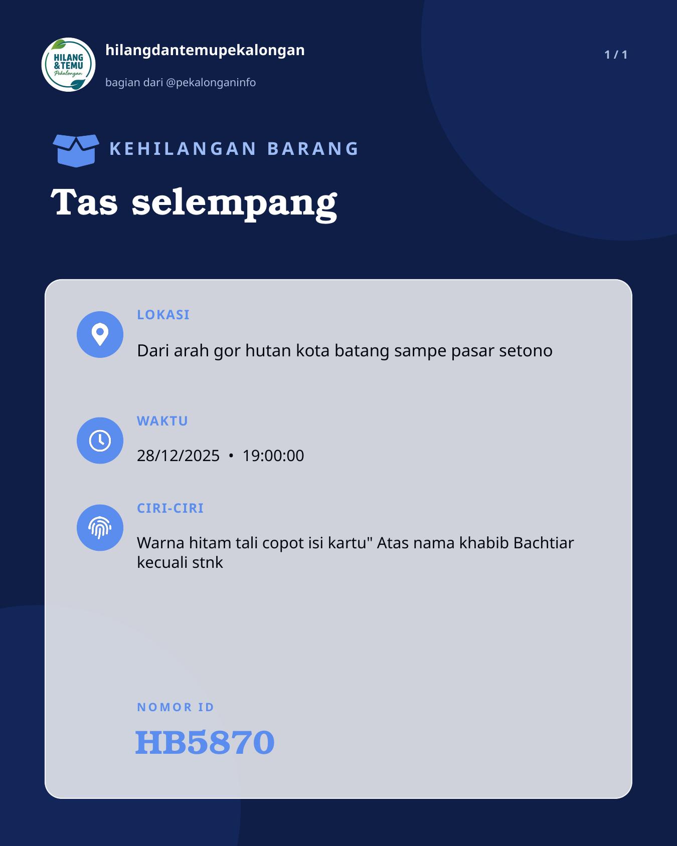 Slide laporan Tas selempang (HB5870)